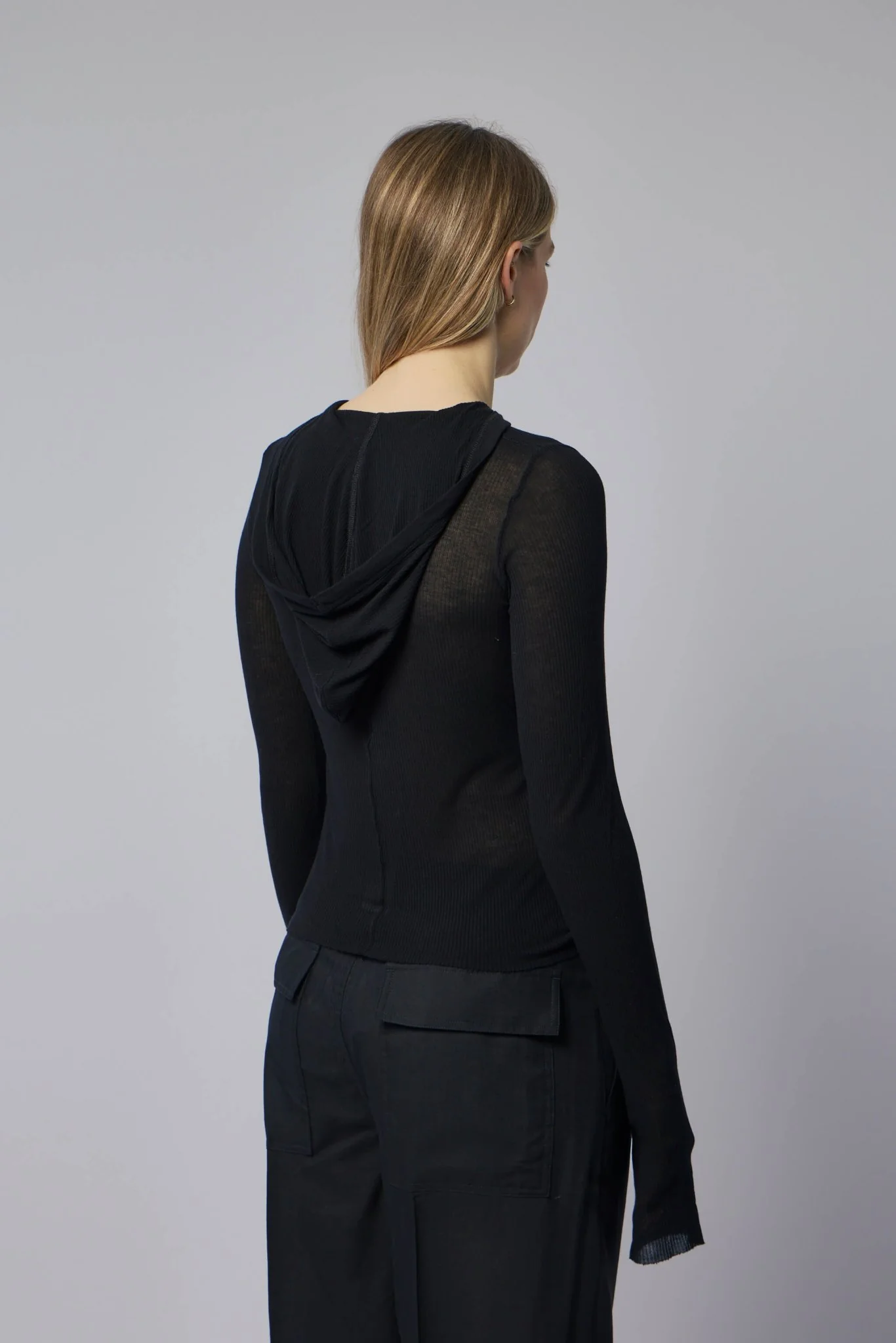 Cropped Hooded Rib Ls T - Image 4