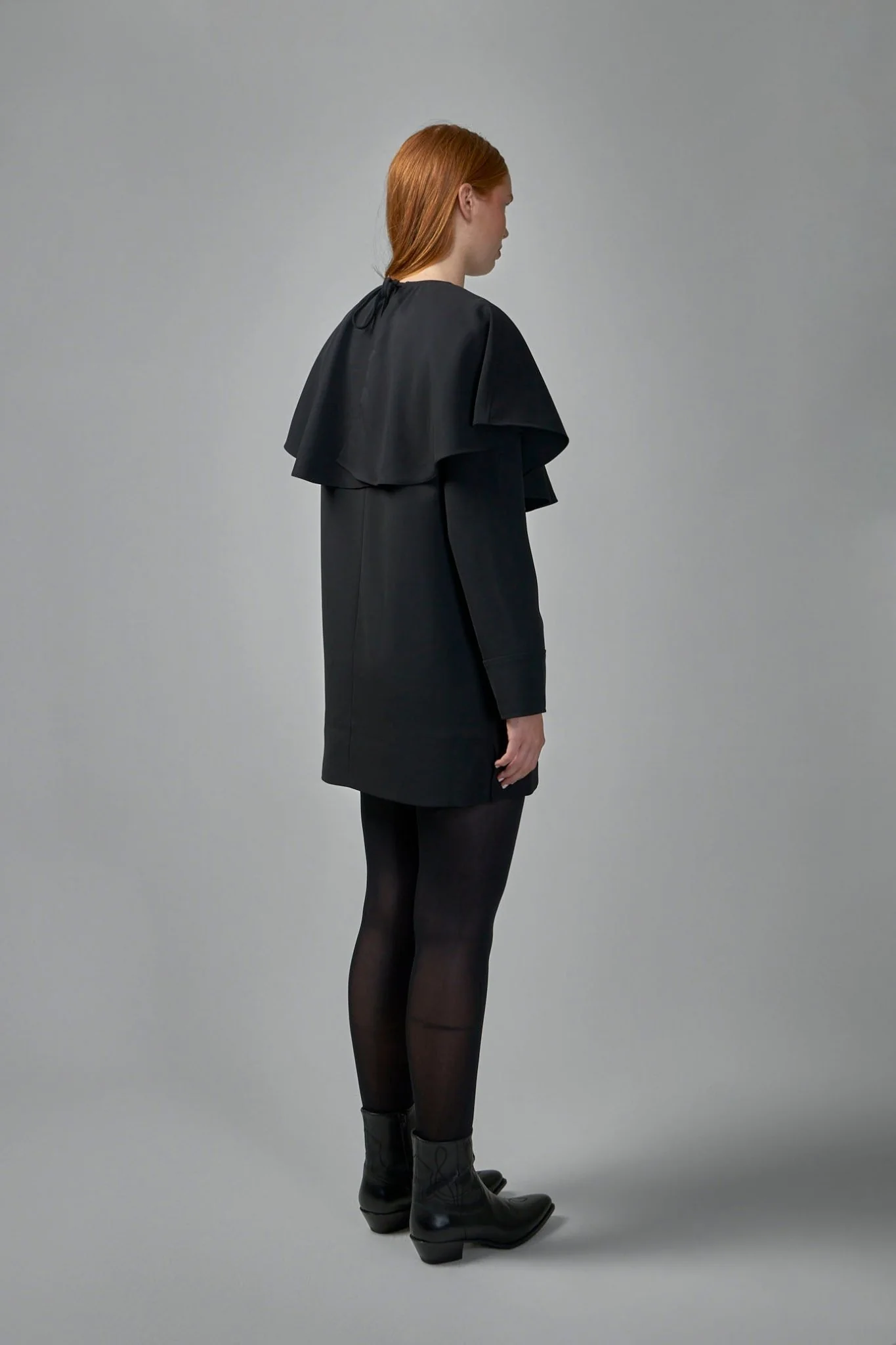 Light Twill Suiting Circle Collar Mini Dress - Image 3