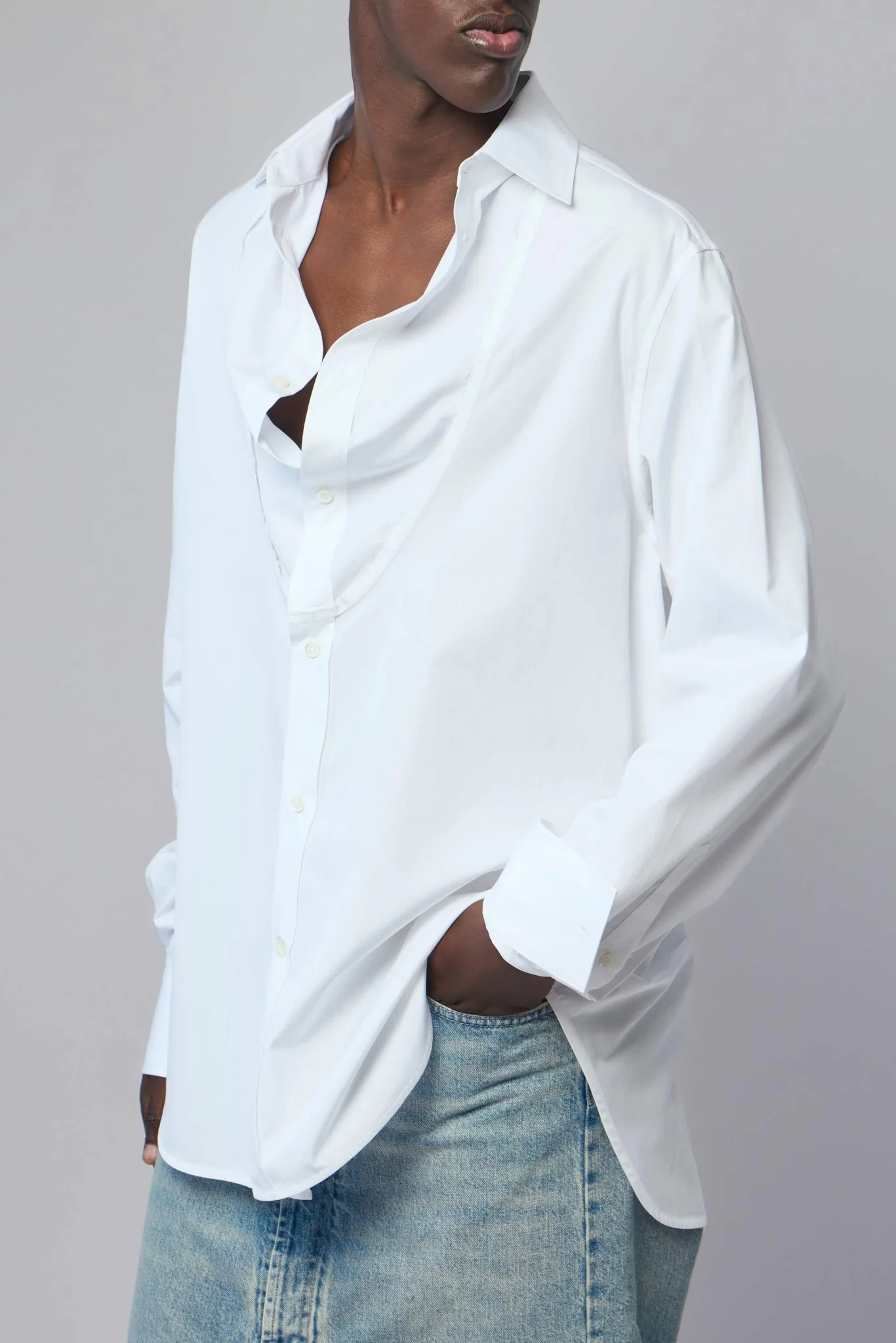 Folded Collar Cotton Shirt - Image 3