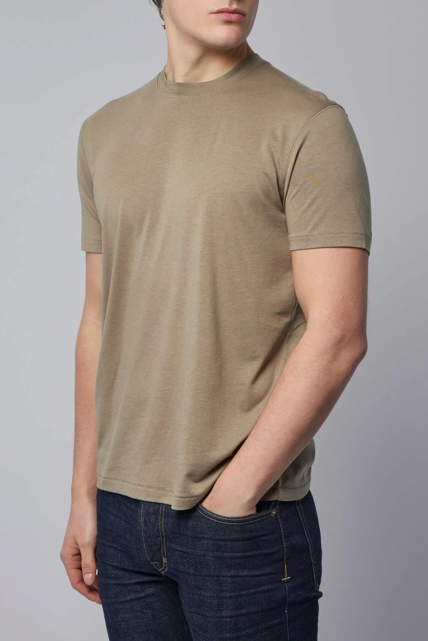 Short Sleeve Lyocell Cotton Crewneck T-shirt - Image 3