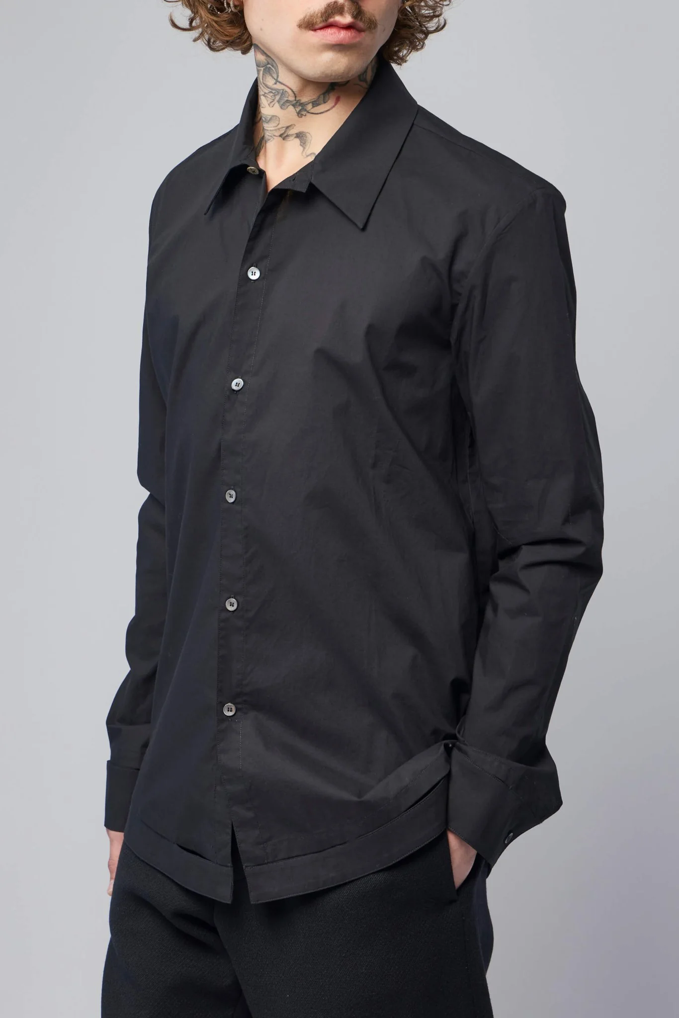 Mens Mid Fit Shirt With Hand-stitched Hem Border - Image 3