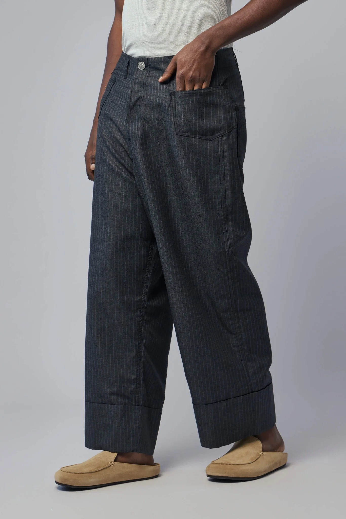 Wide-Leg Pinstripe Pants - Image 3