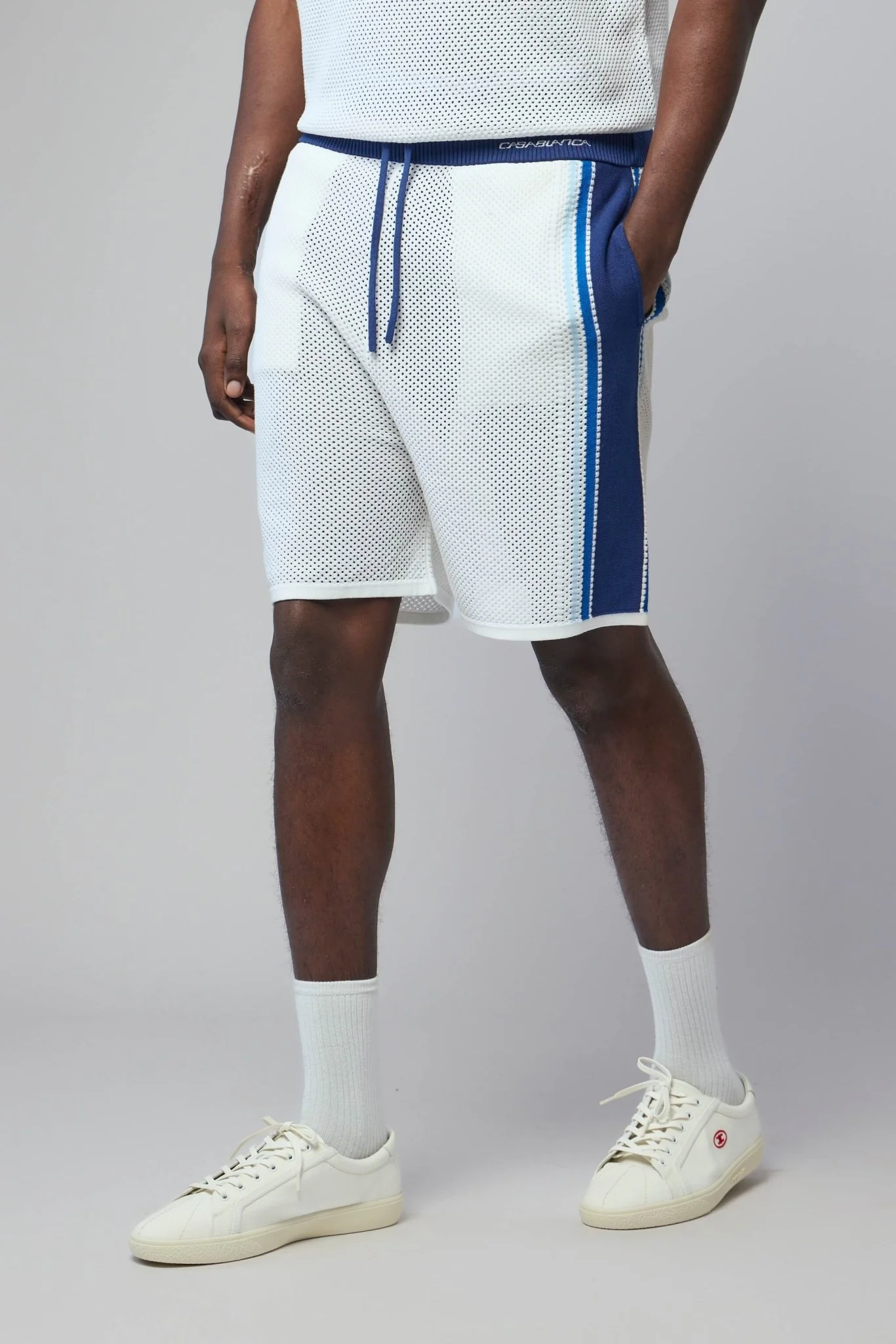 Striped Mesh Track Shorts - Image 3