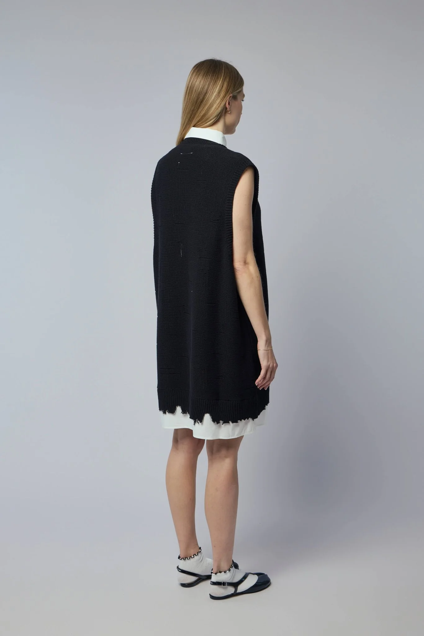 Knitted V-neck Mini Dress - Image 5