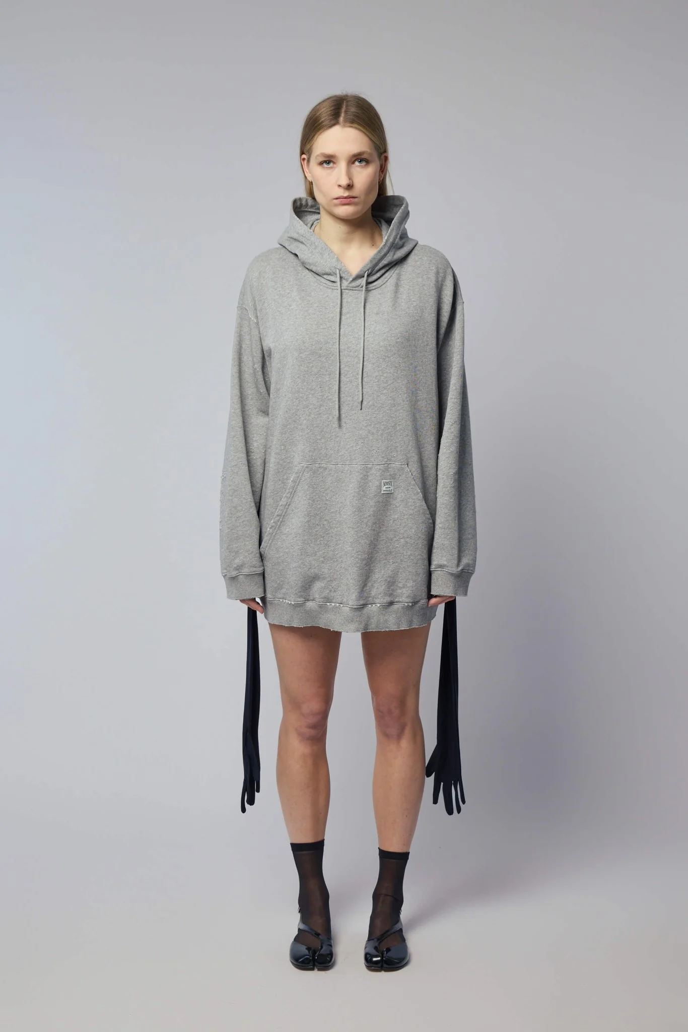 Gray Melange Hoodie Dress - Image 2