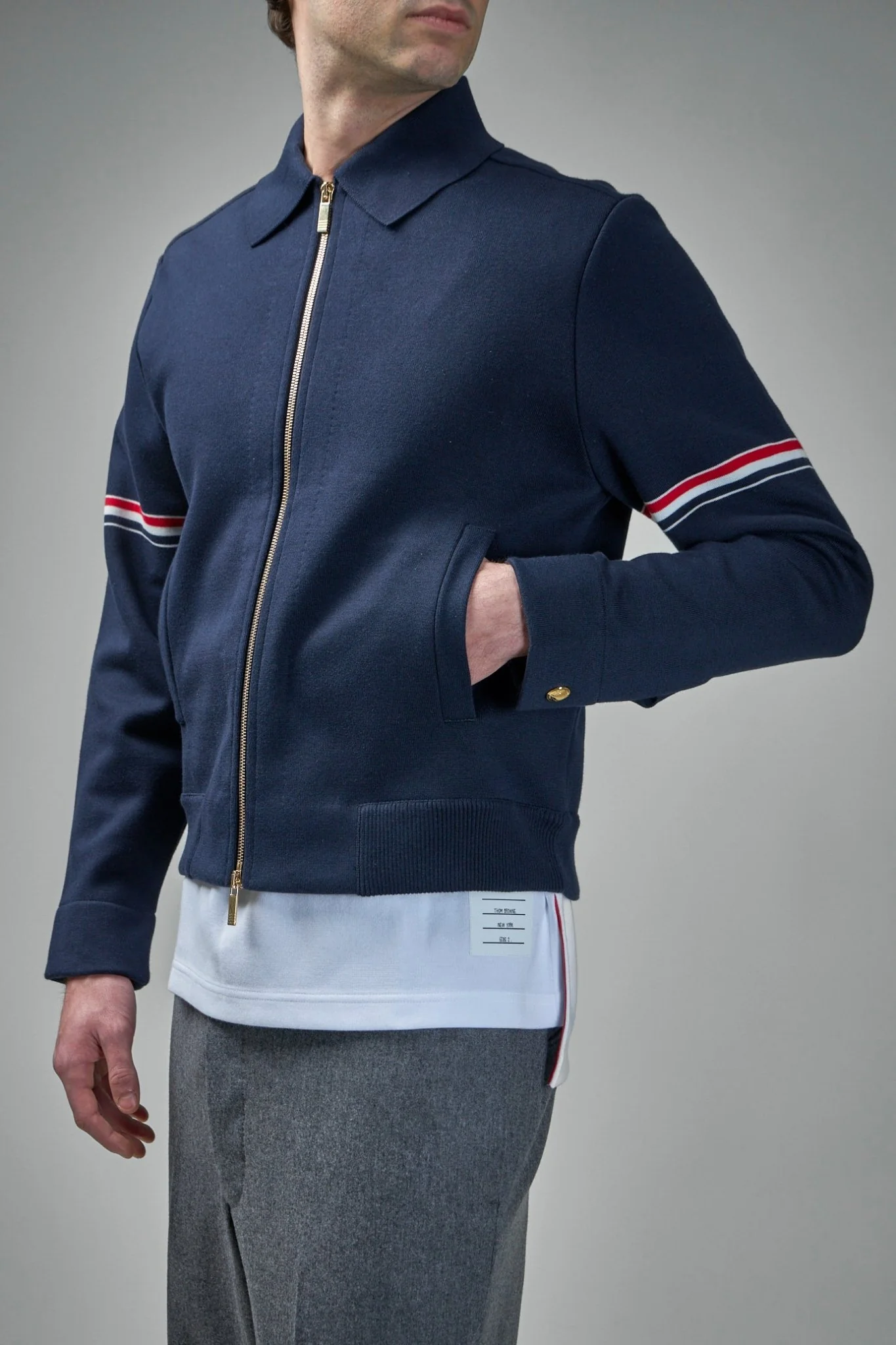 Jersey Stitch Loop Back Bonded Zip Up Jacket - Image 3