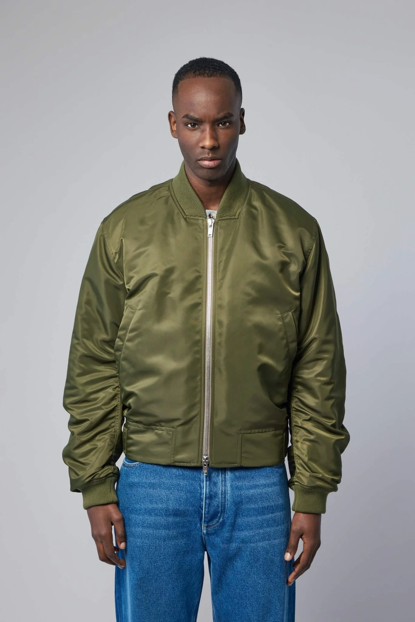 Padded Nylon Satin Bomber Jacket - Image 2