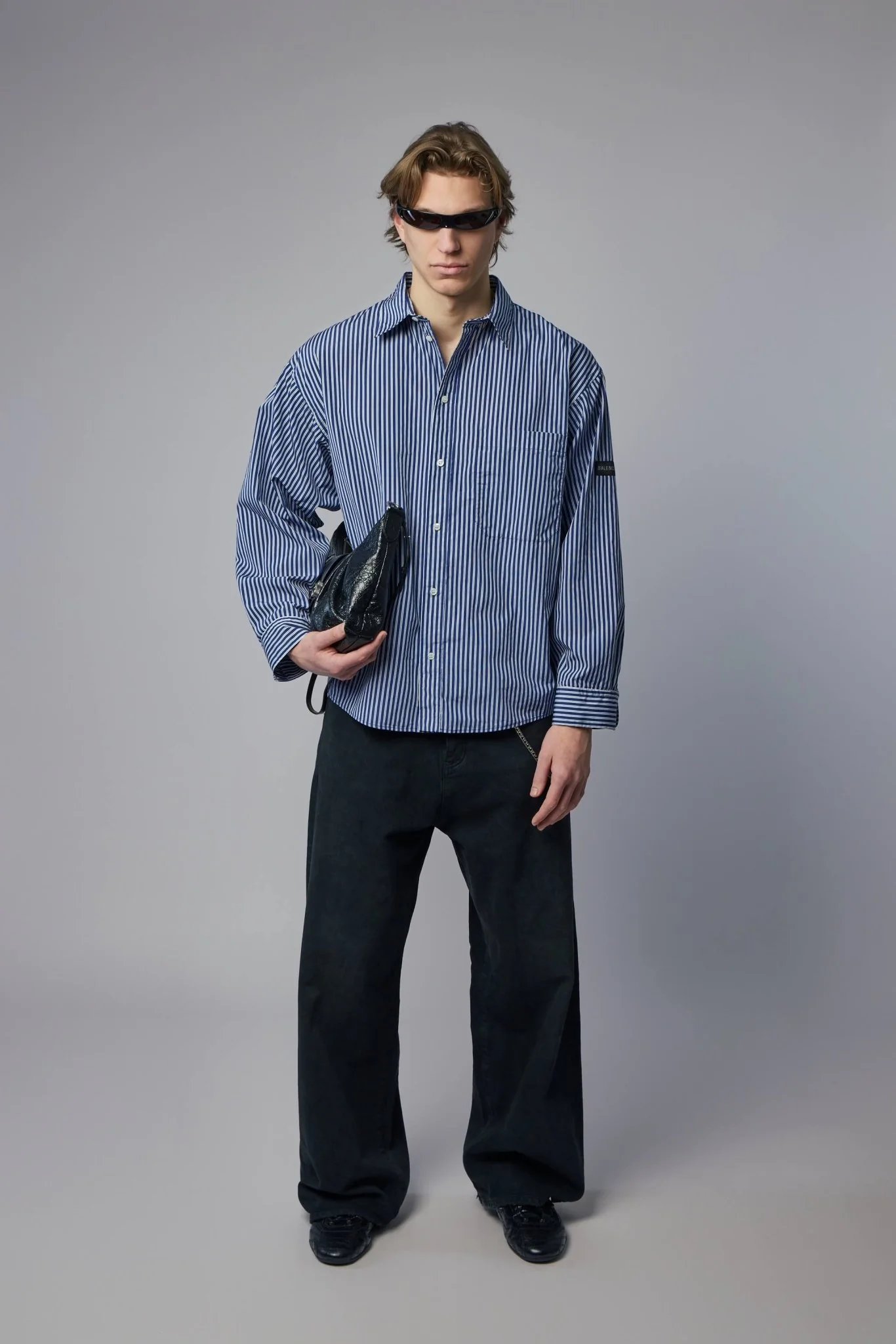 Oversized Shirt Navy White Stripes - Image 6