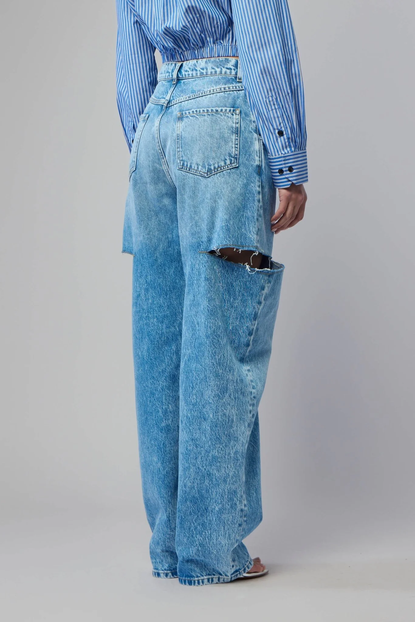 Denim Jeans with Slash Details - Image 5