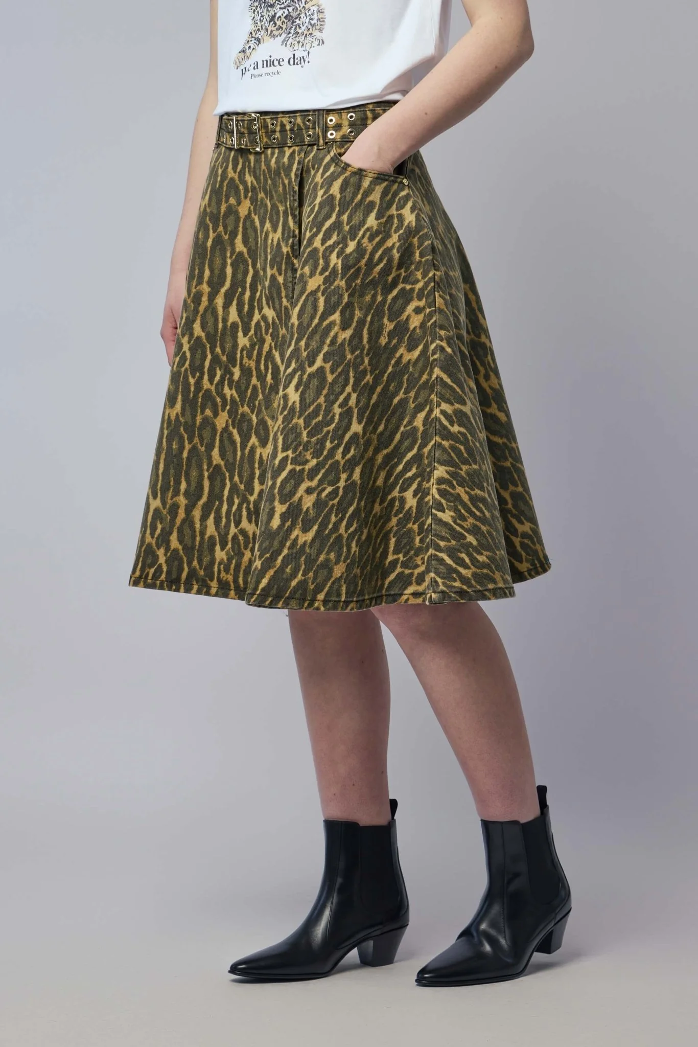 Leopard Denim Wrap Skirt - Image 3