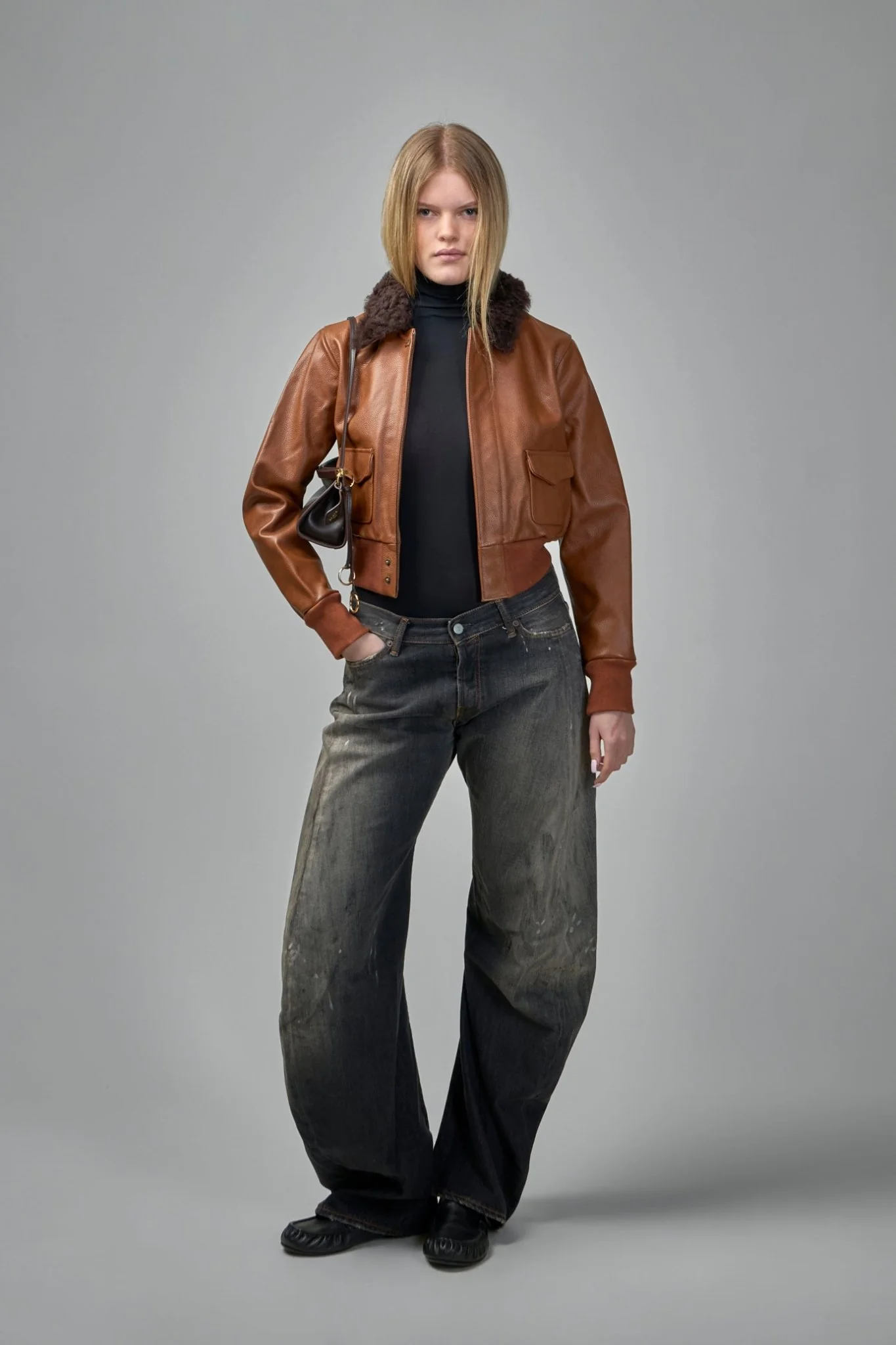 Cropped Shrunken Zip-Up Bomber - Image 5