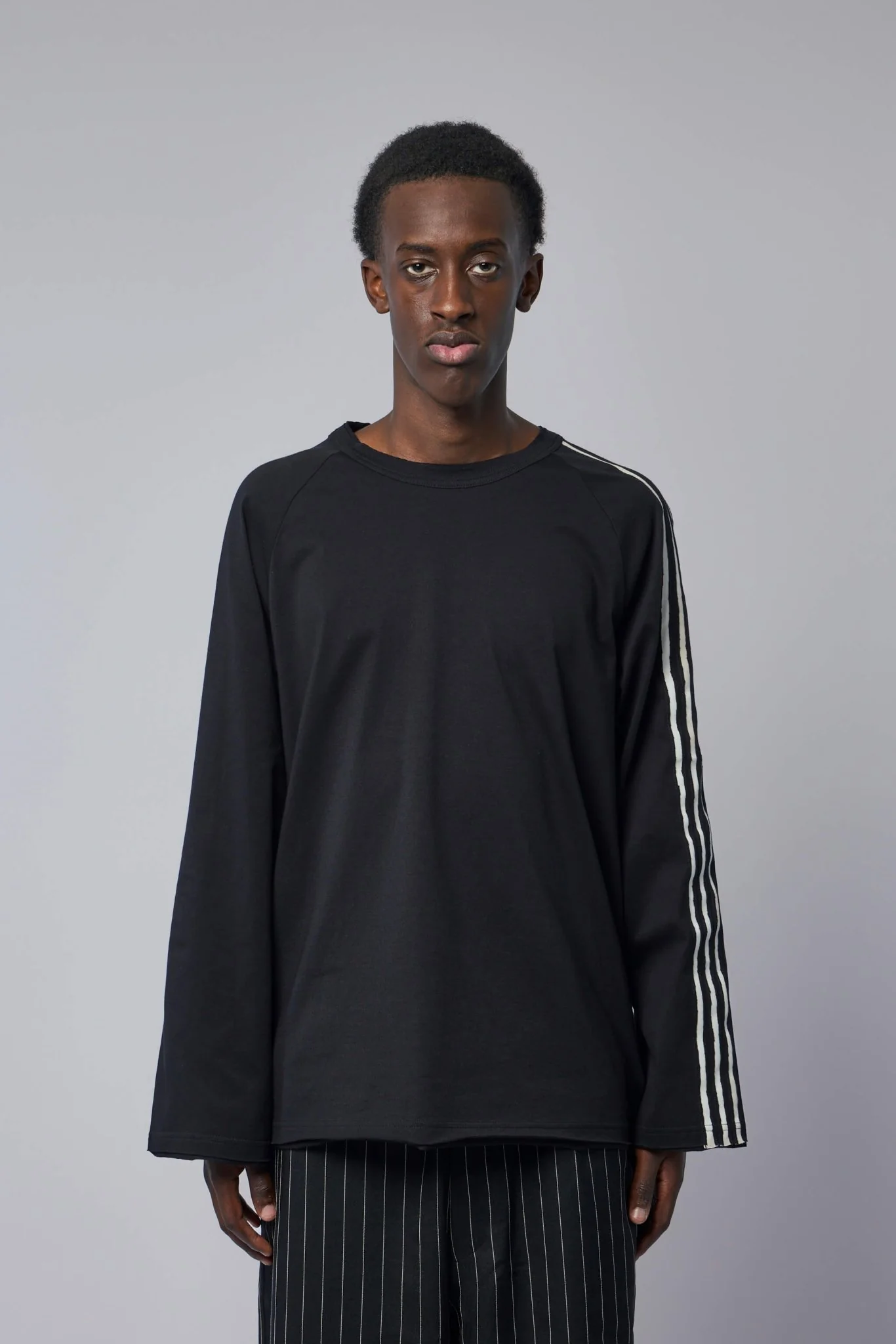Raw Edge 3-stripes Long Sleeve Tee - Image 2