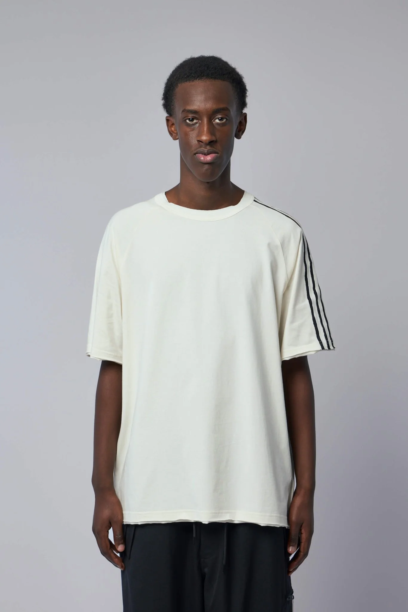 Raw Edge 3 Stripes Short Sleeve Tee - Image 2