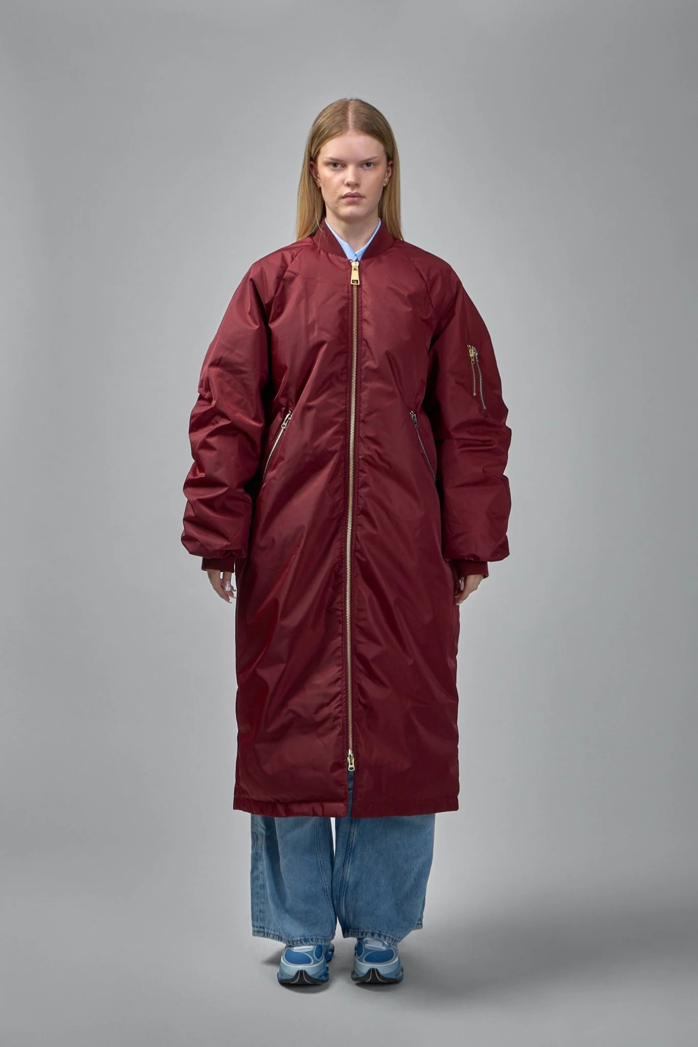 Reward Long Nylon Bomber Jacket Coat - Image 2