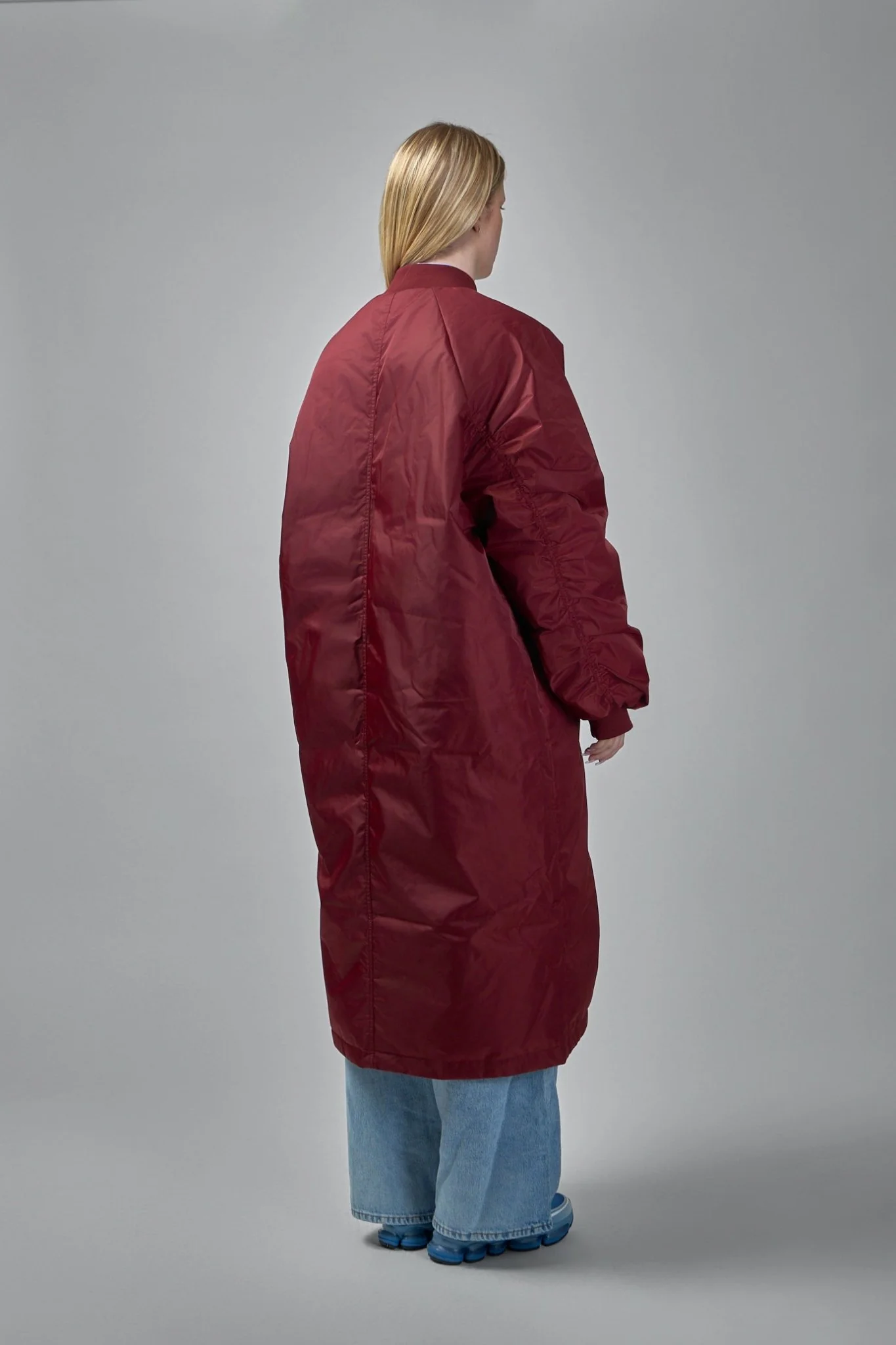 Reward Long Nylon Bomber Jacket Coat - Image 3