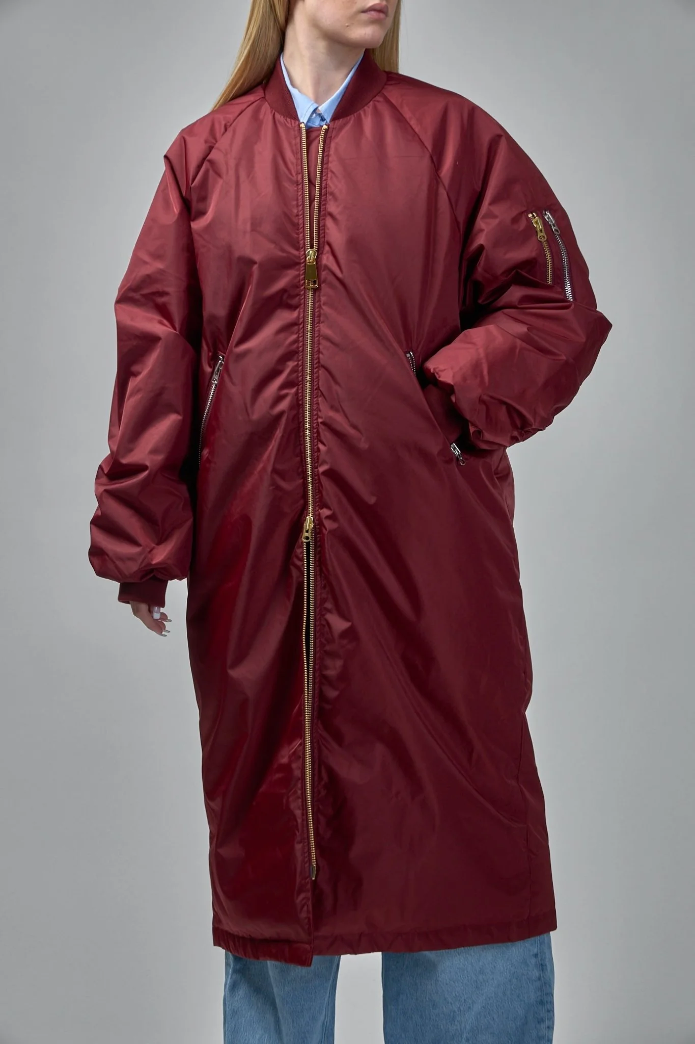Reward Long Nylon Bomber Jacket Coat - Image 4