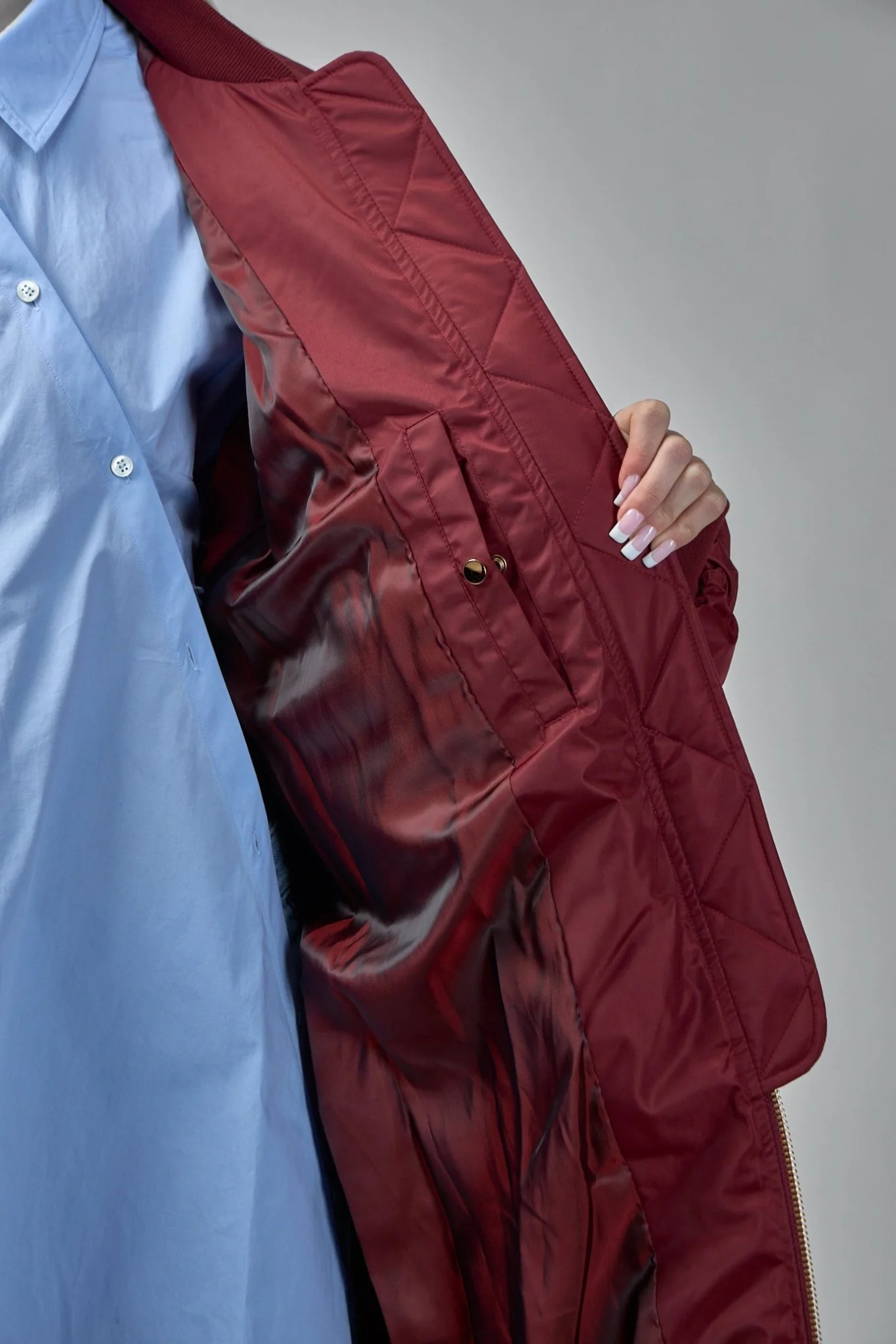 Reward Long Nylon Bomber Jacket Coat - Image 5