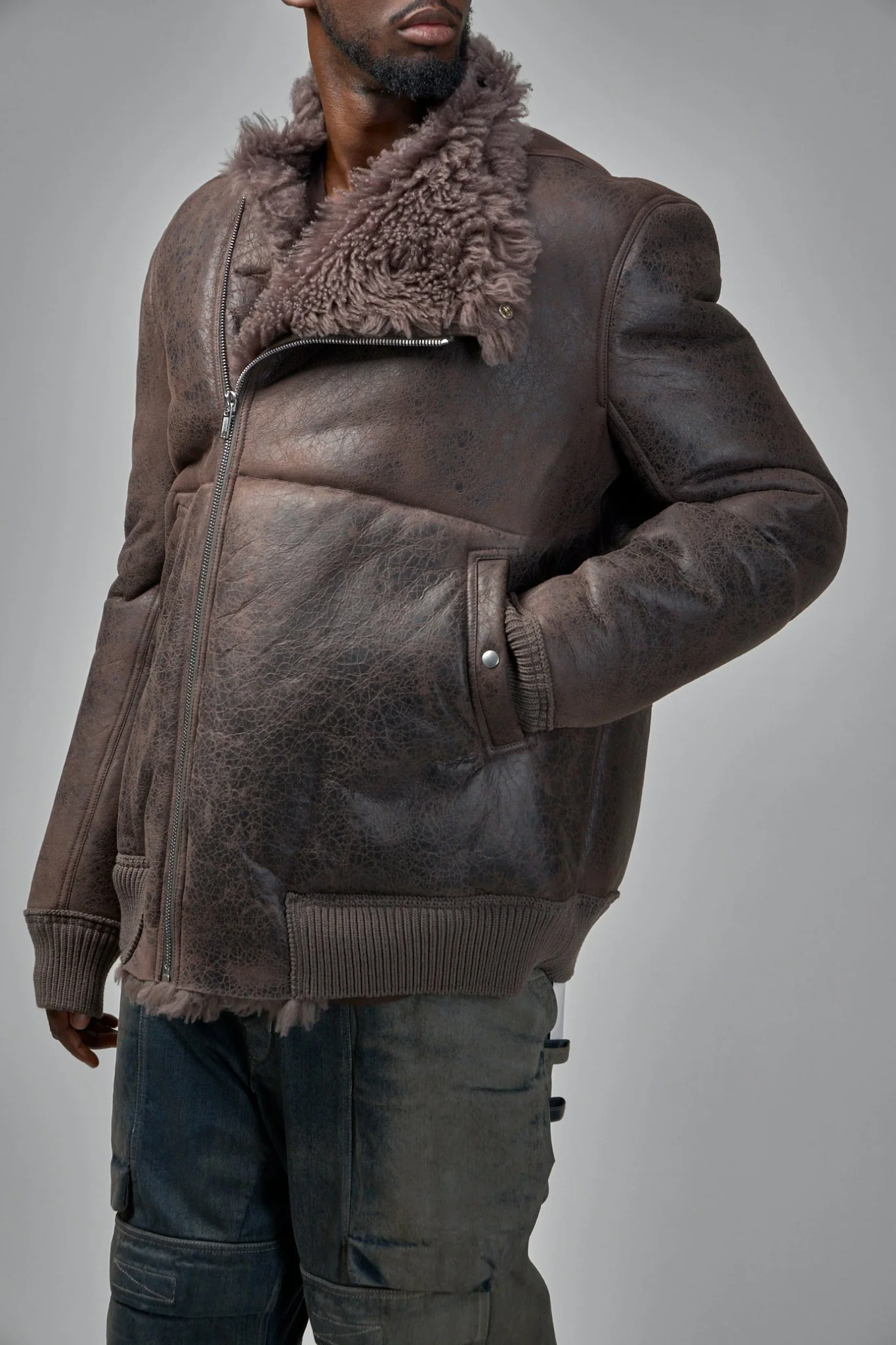 Hollywood Flight Leather Bomber Jacket - Image 5