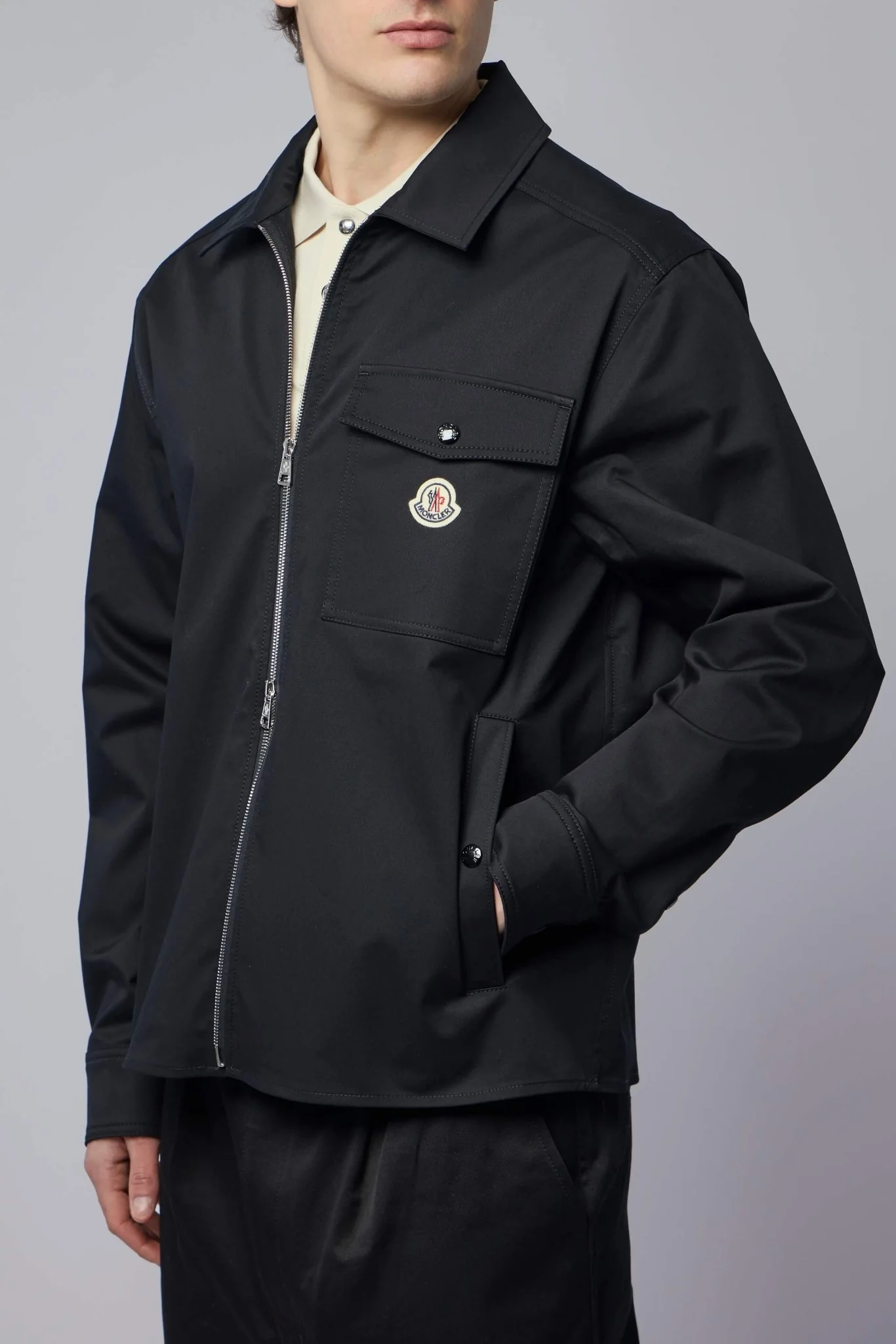 Cotton Blend Gabardine Shirt Jacket - Image 3