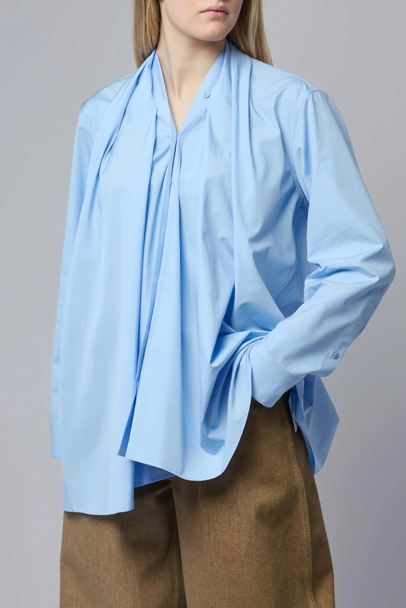 Soft Draped Blouse with Scarf Accent - Image 3
