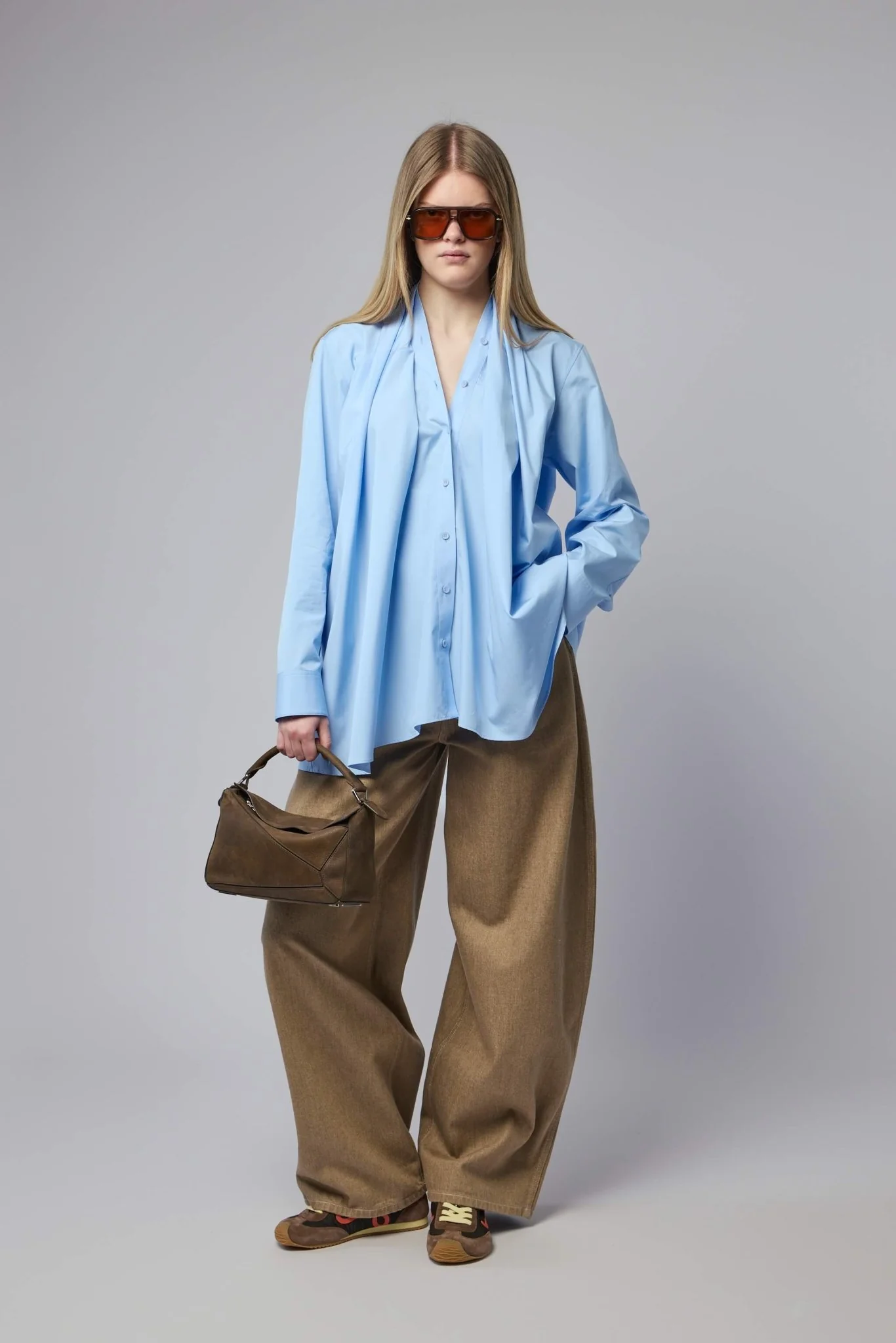 Soft Draped Blouse with Scarf Accent - Image 7