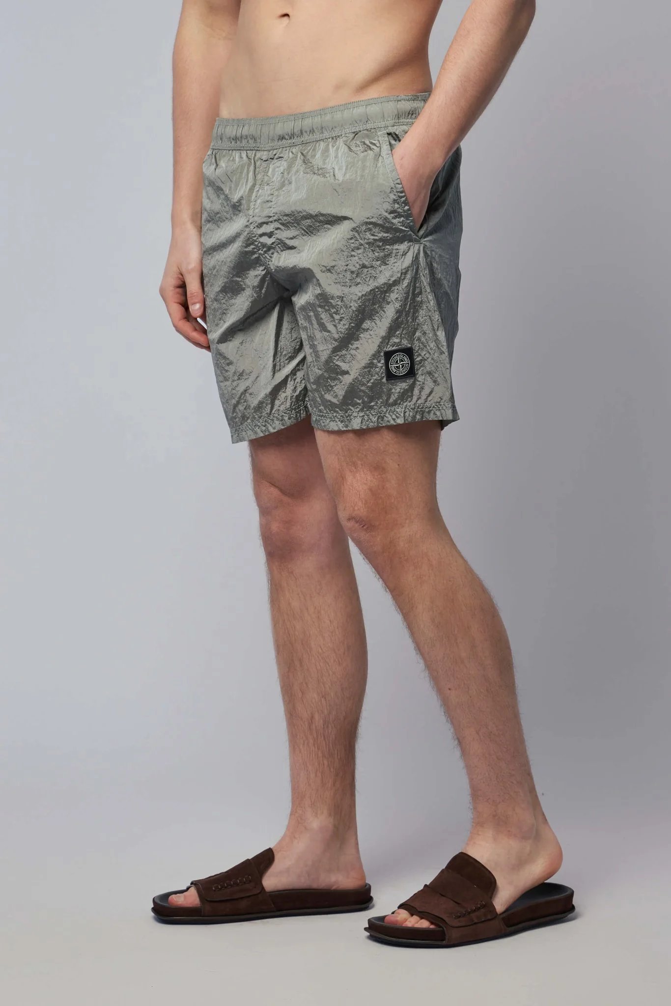 Regular Fit Mid-length Swim Shorts with Pockets - Image 3