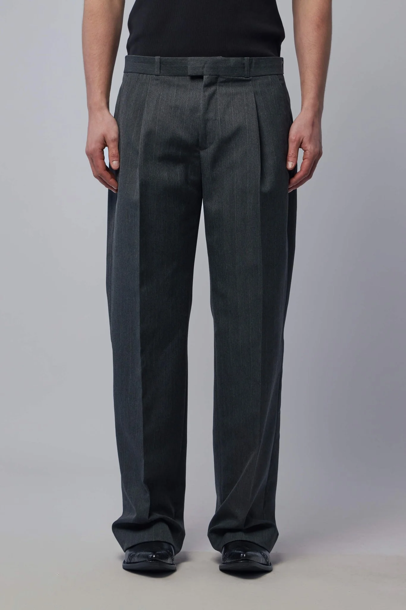 Slack Trouser Shark Pinstripe Herringbone - Image 2