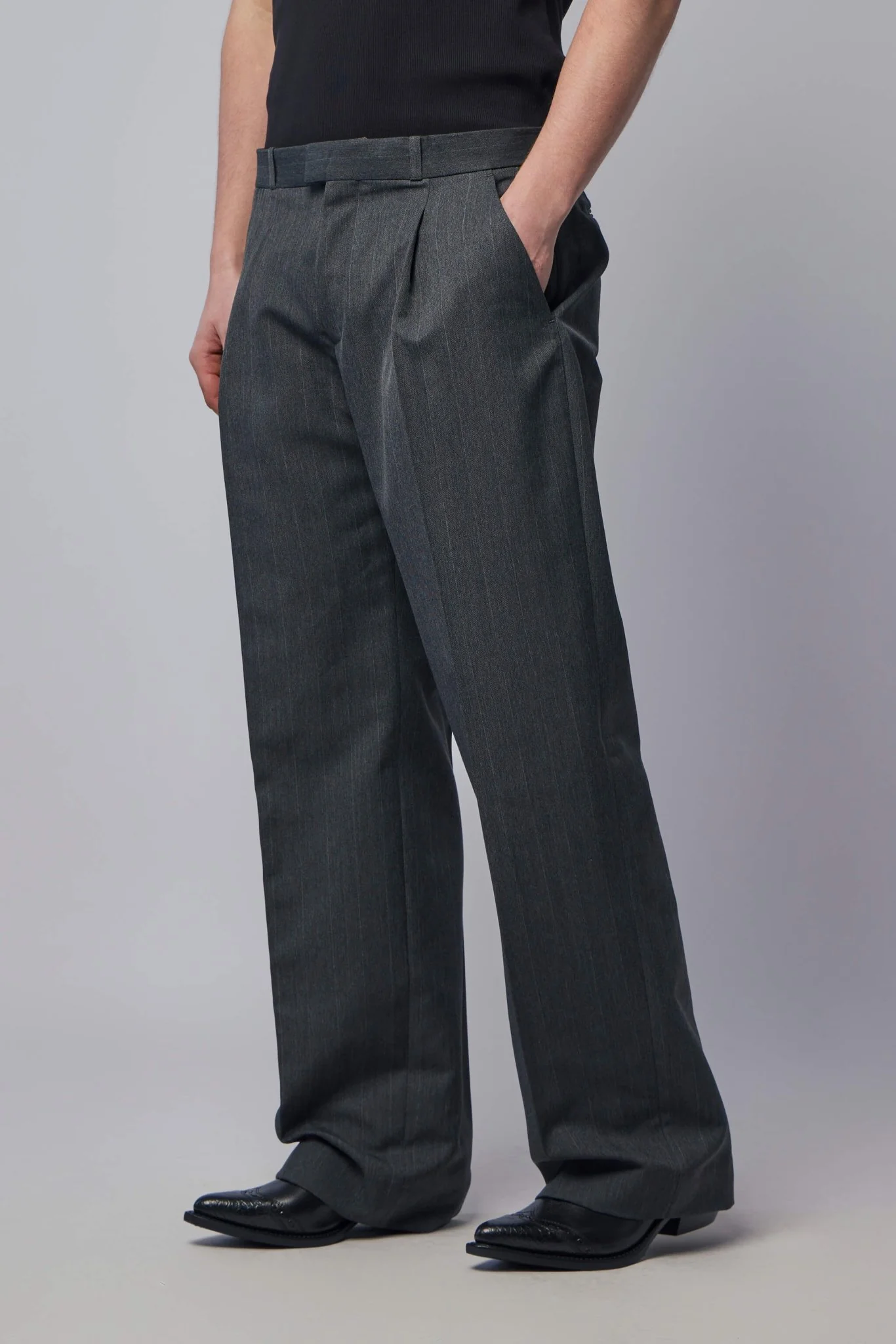 Slack Trouser Shark Pinstripe Herringbone - Image 3