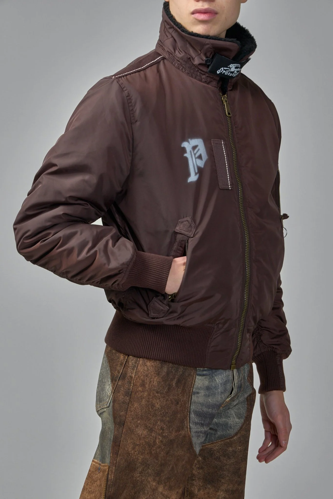 Black Nylon Reversible Bomber Jacket - Image 5