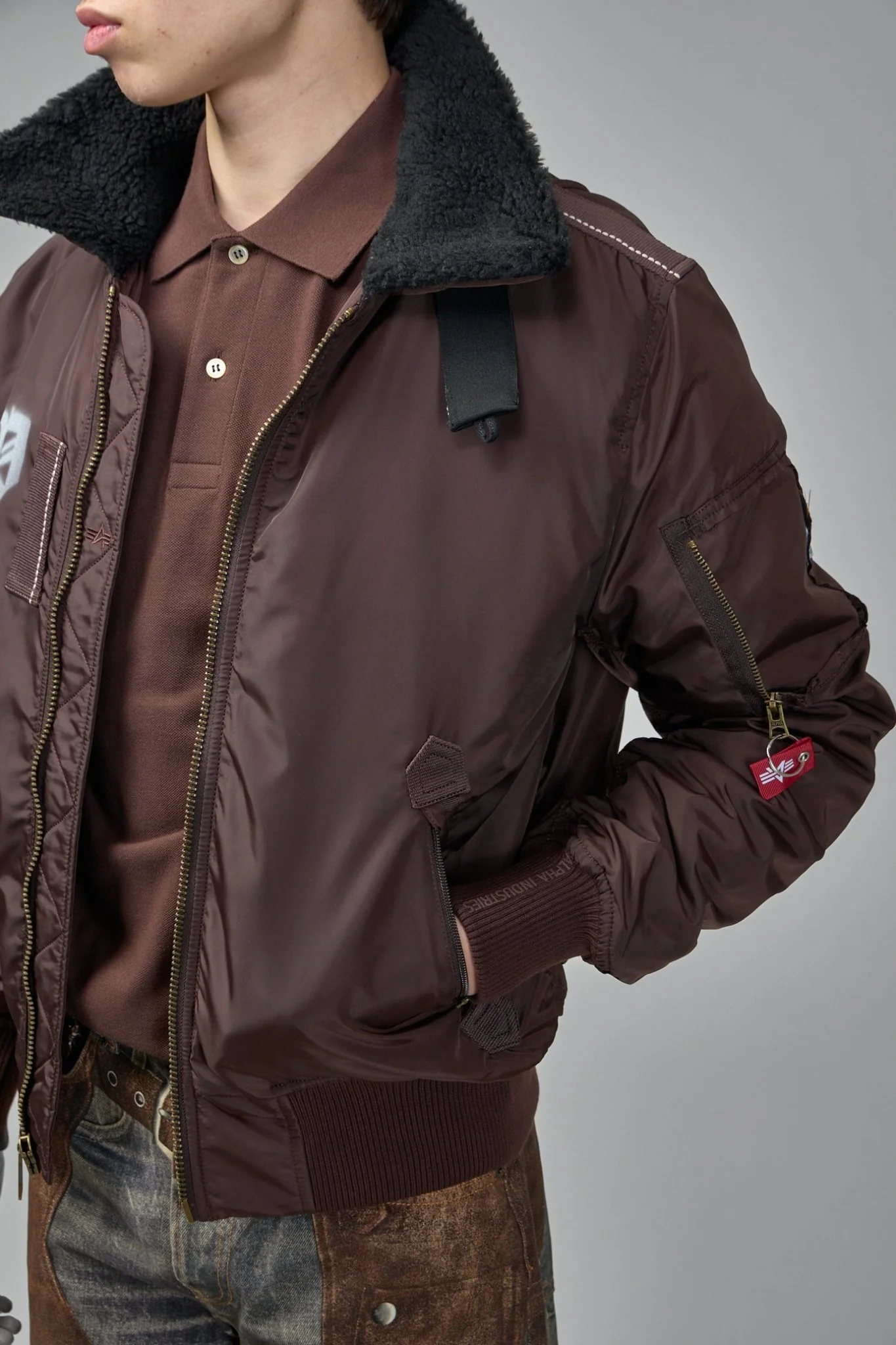 Black Nylon Reversible Bomber Jacket - Image 6