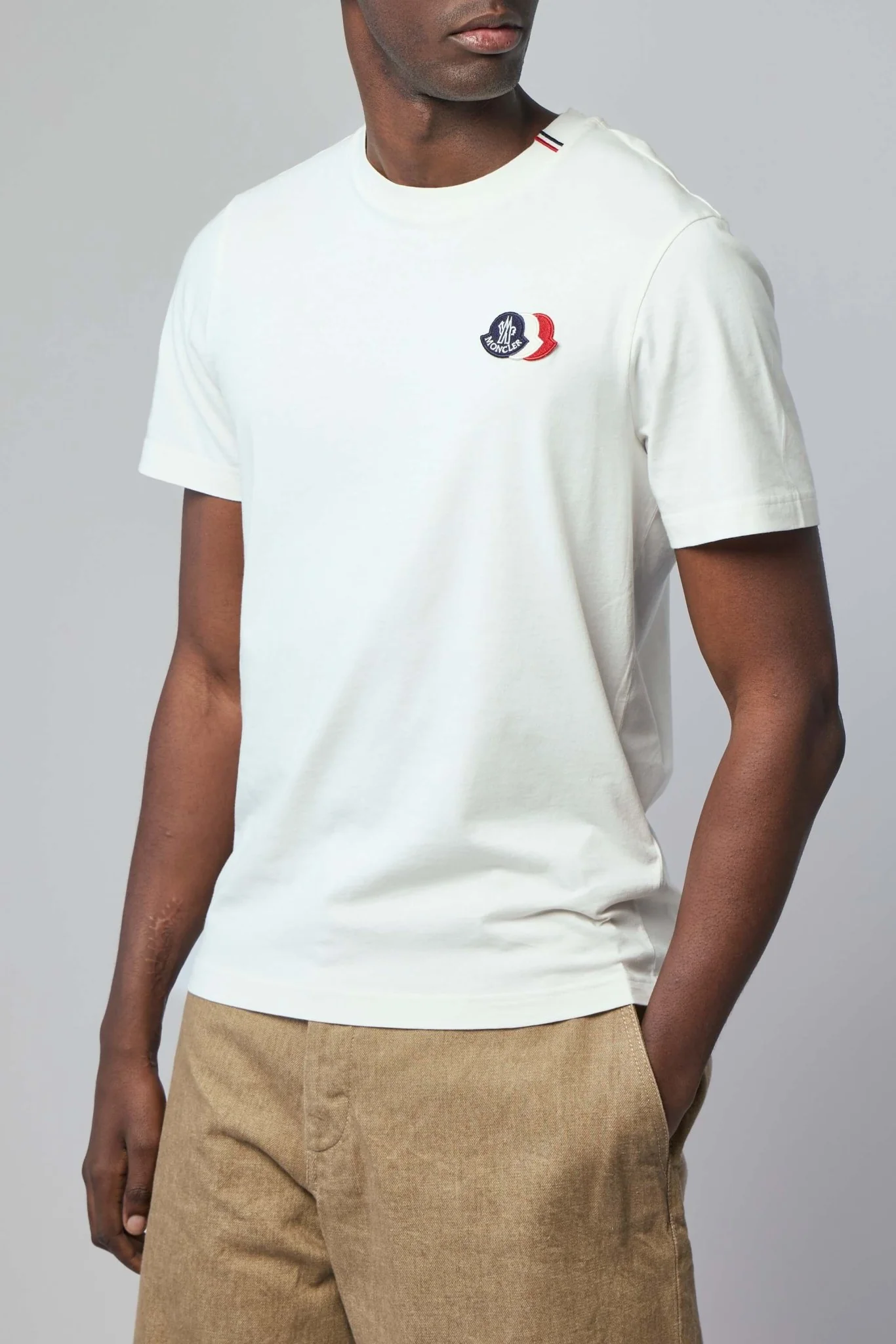 Embroidered Tricolor Logo Cotton T-shirt - Image 3