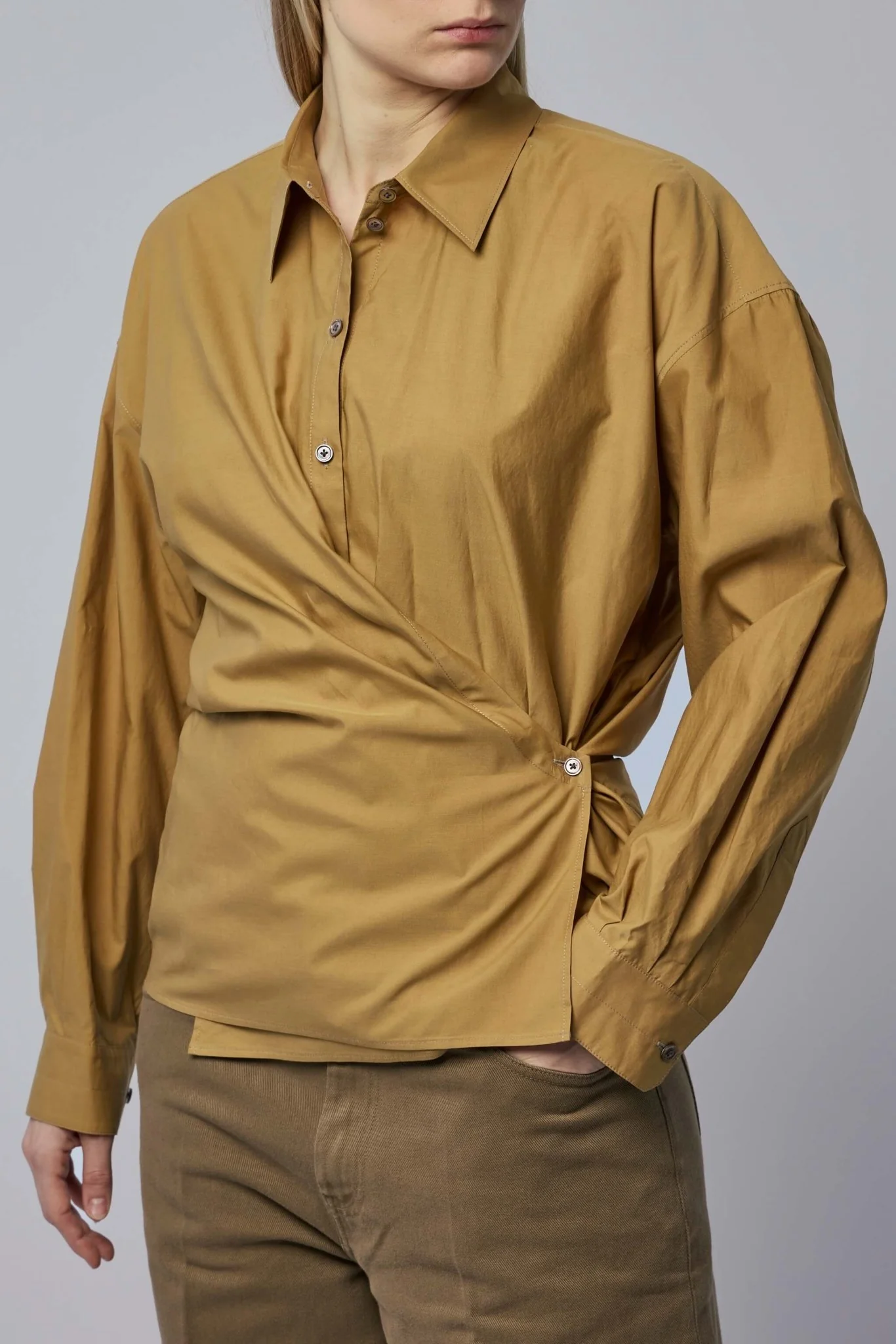 Straight Collar Twisted Shirt Women - Image 3