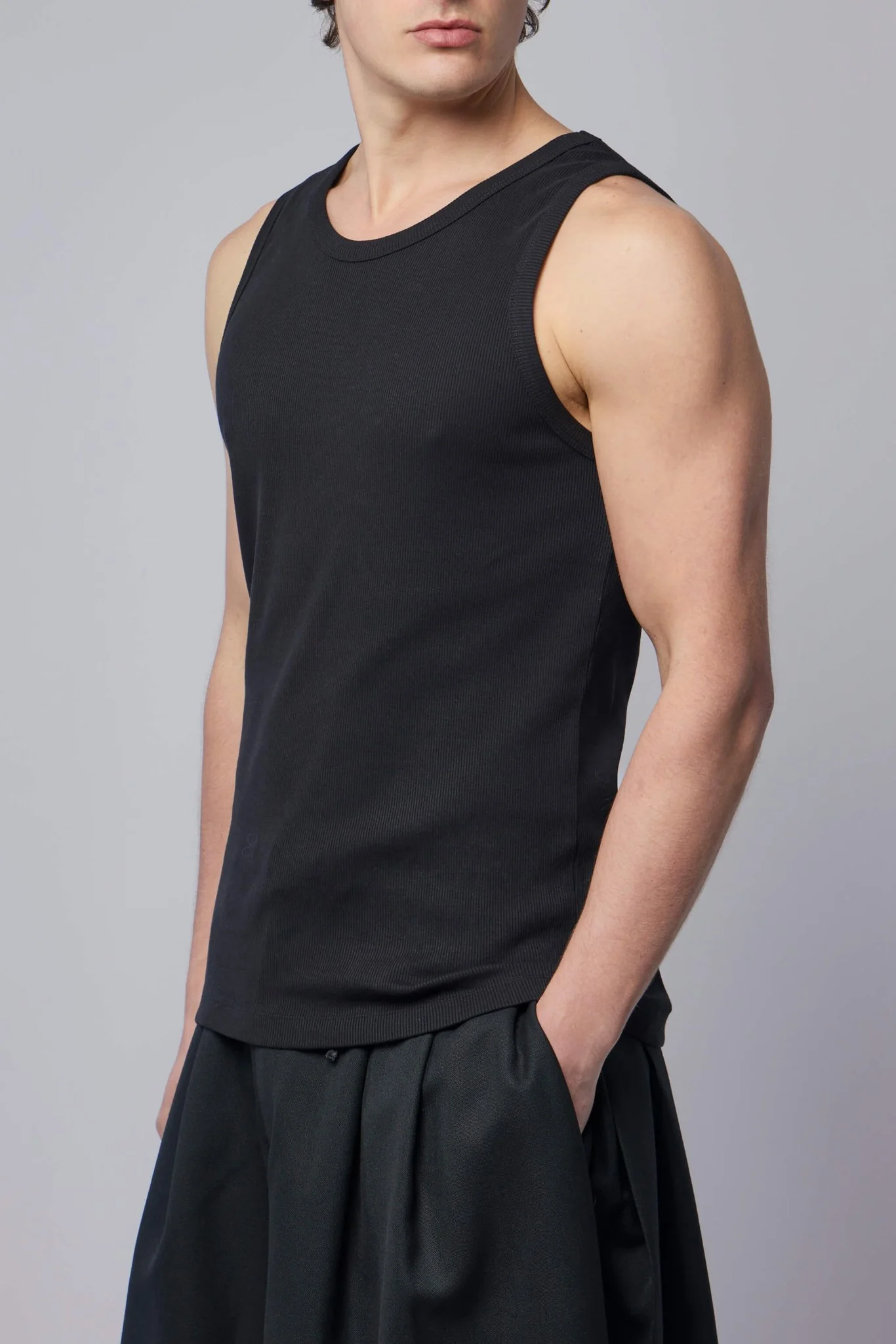 Classic Tank Top with Asymmetric Shoulders - Image 3