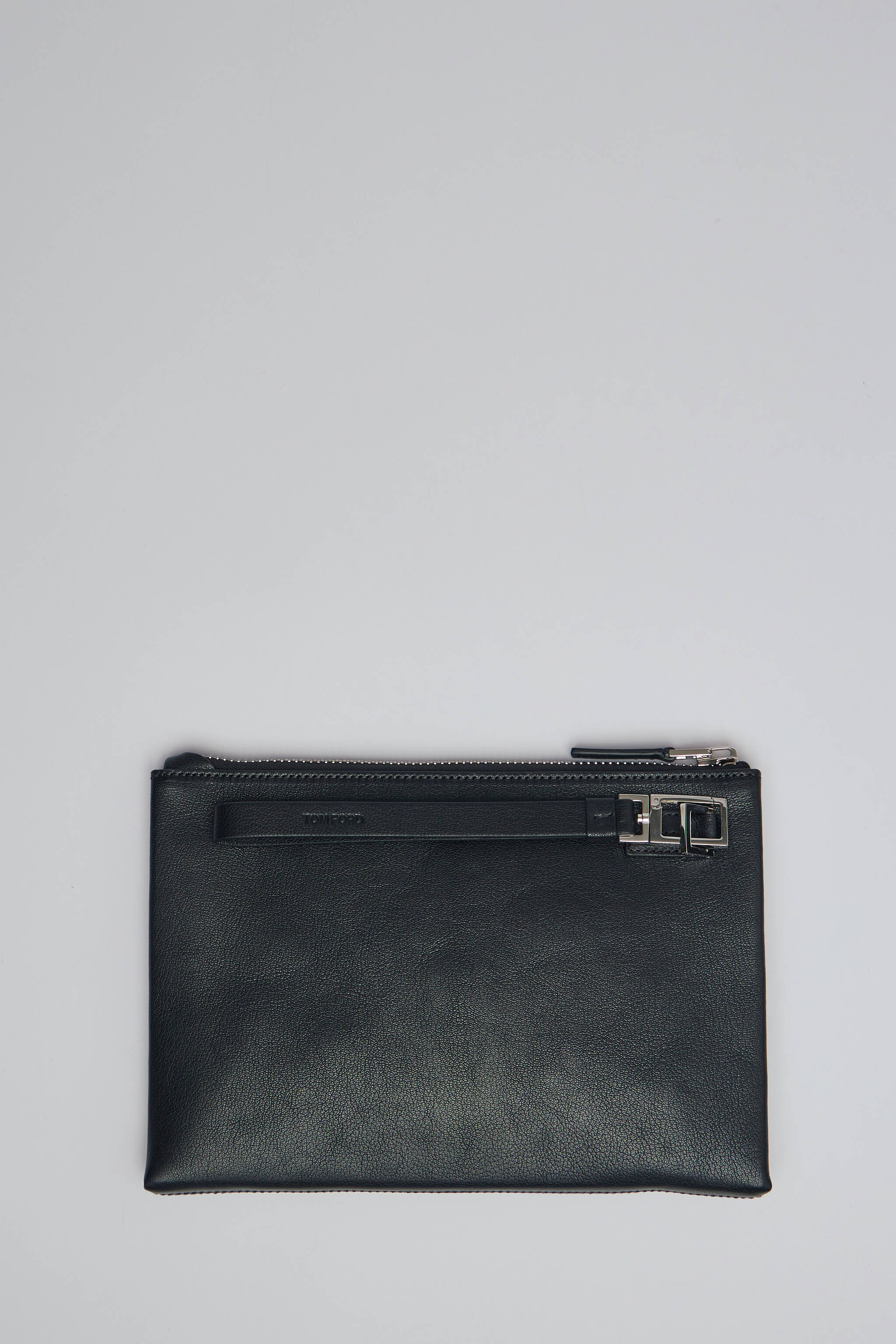 Grain Leather Minimal Slim Pouch with Wristlet - Image 2