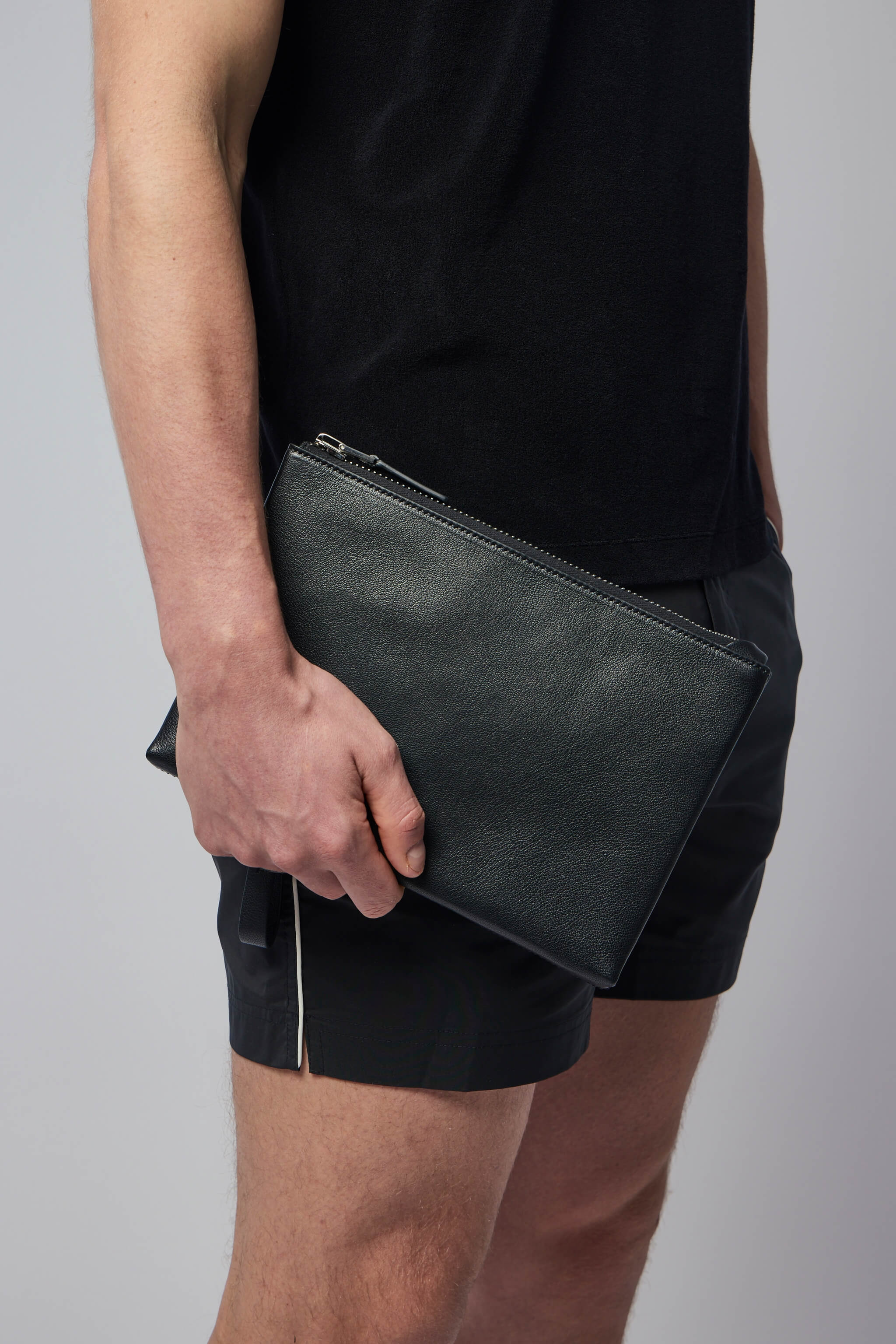 Grain Leather Minimal Slim Pouch with Wristlet - Image 4