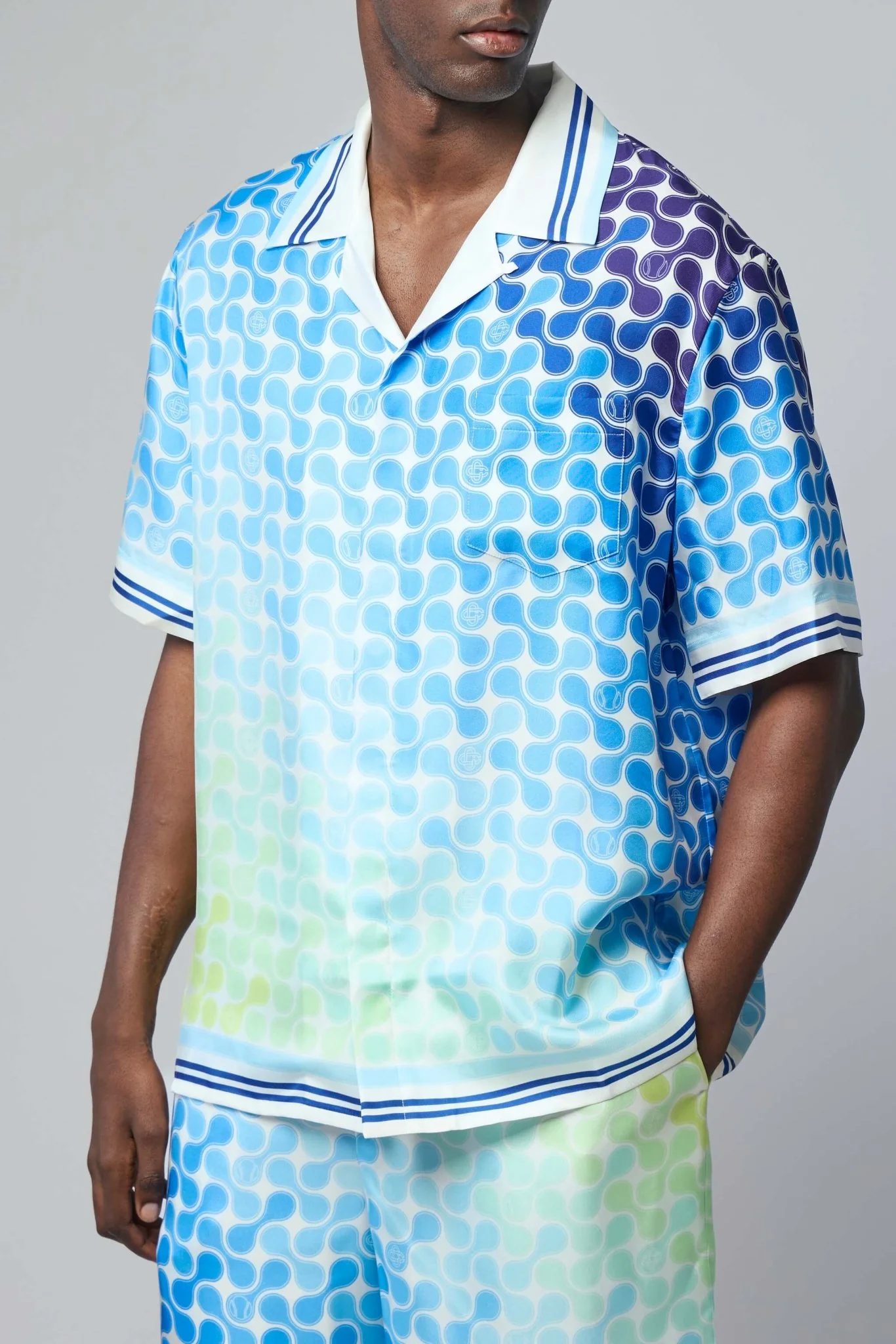 Tennis Tile Short Sleeve Silk Shirt - Image 3