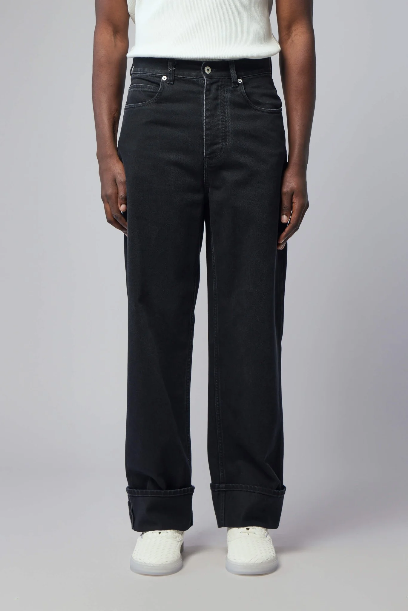 Faded Black Turned-up Jeans - Image 2