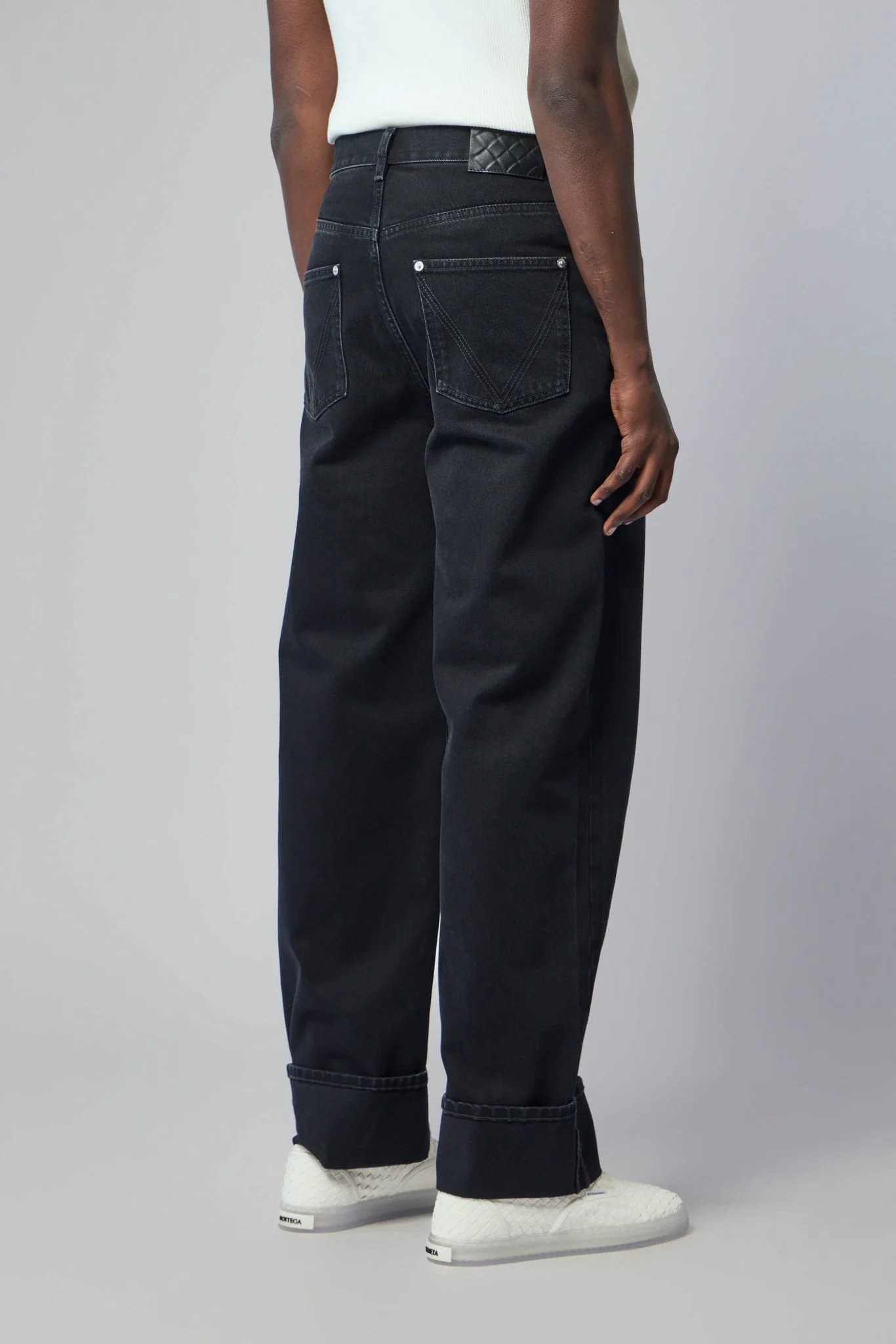 Faded Black Turned-up Jeans - Image 5