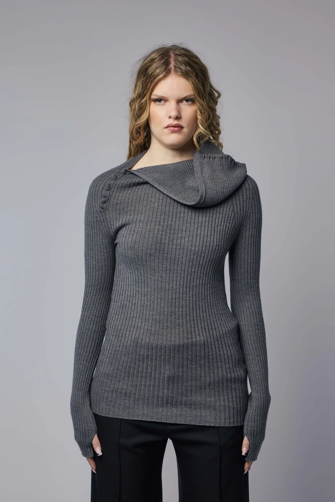 Merino Wool Asymmetric Pullover - Image 2