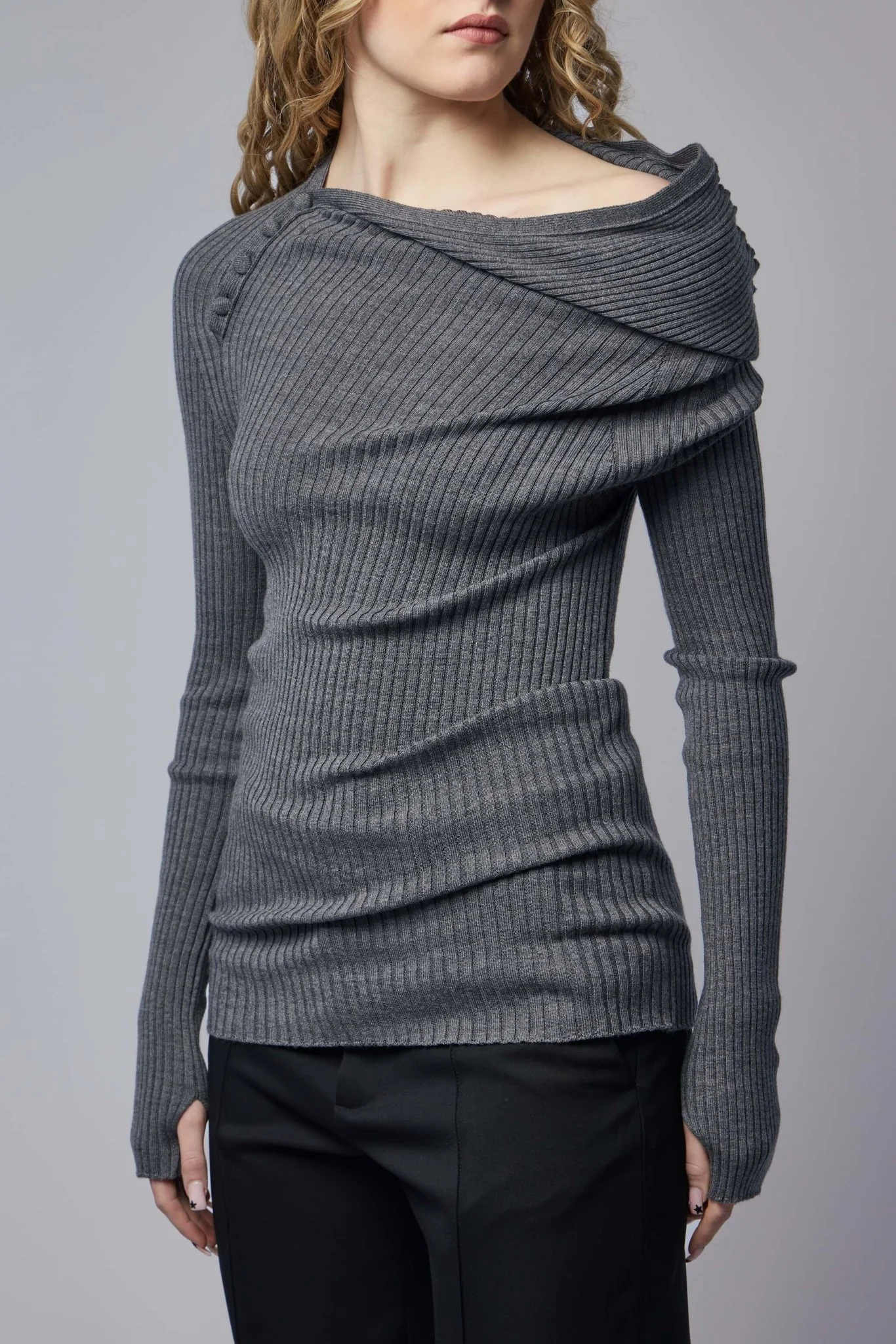 Merino Wool Asymmetric Pullover - Image 5