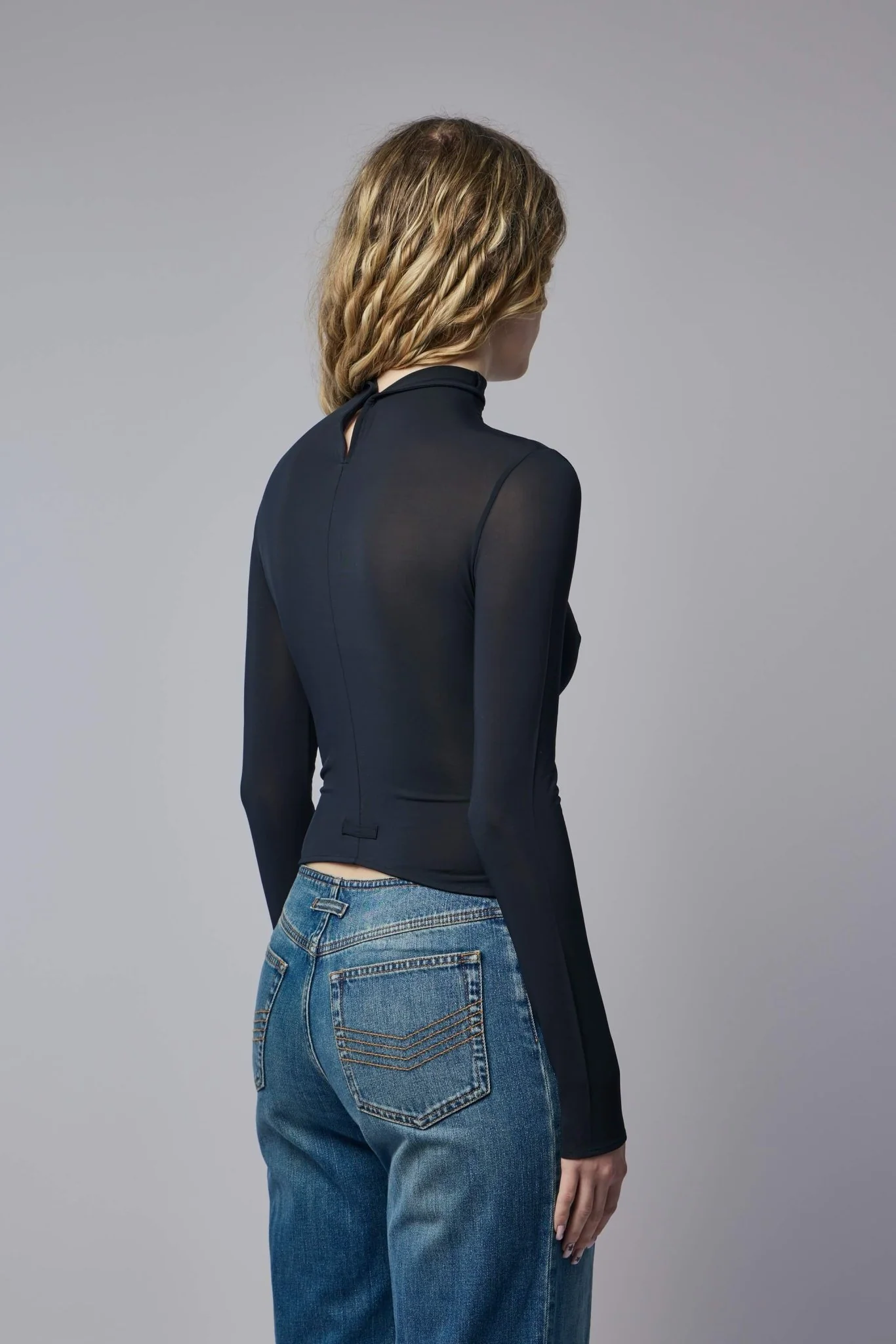 Garter Long Sleeve High Neck Top - Image 3