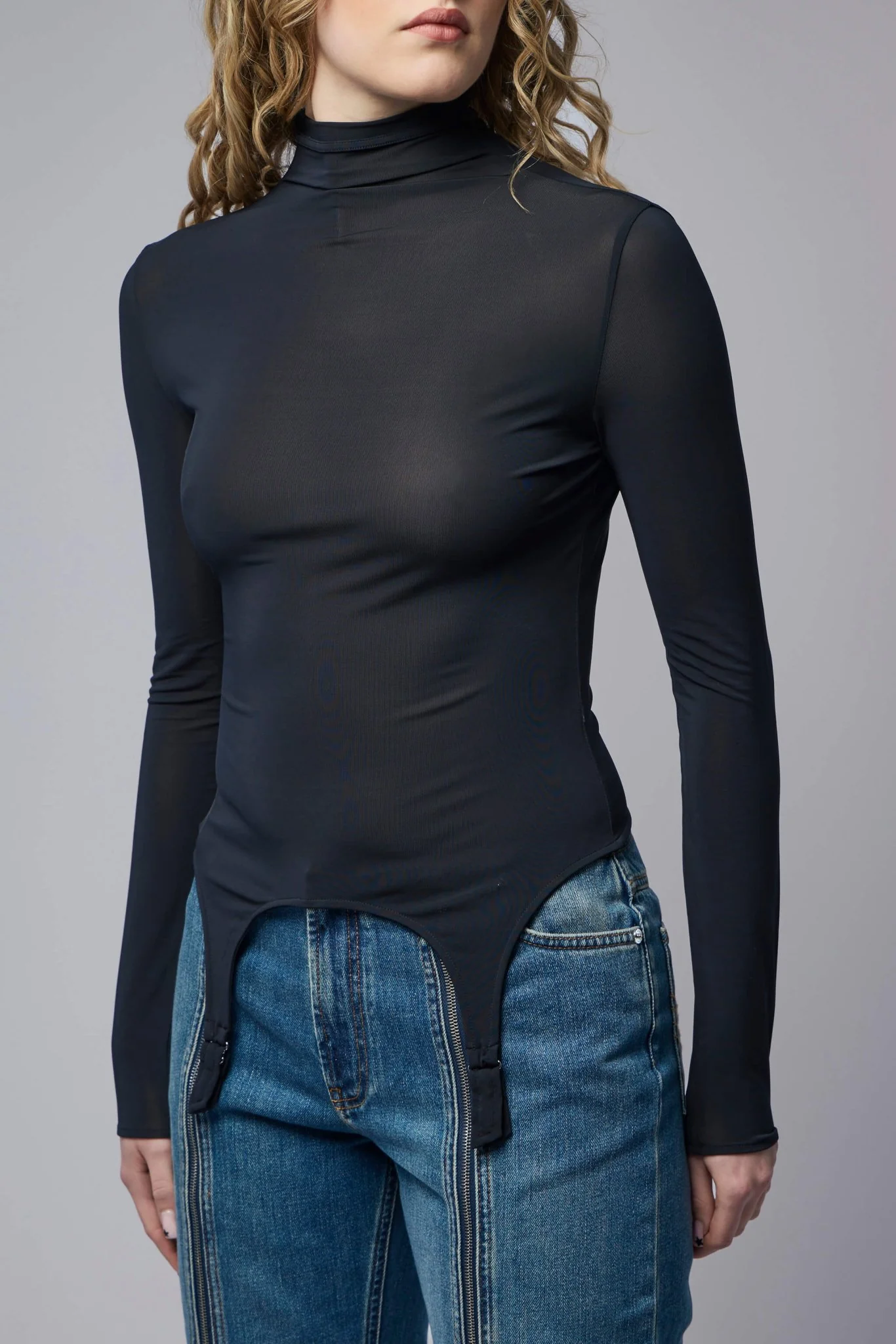 Garter Long Sleeve High Neck Top - Image 4