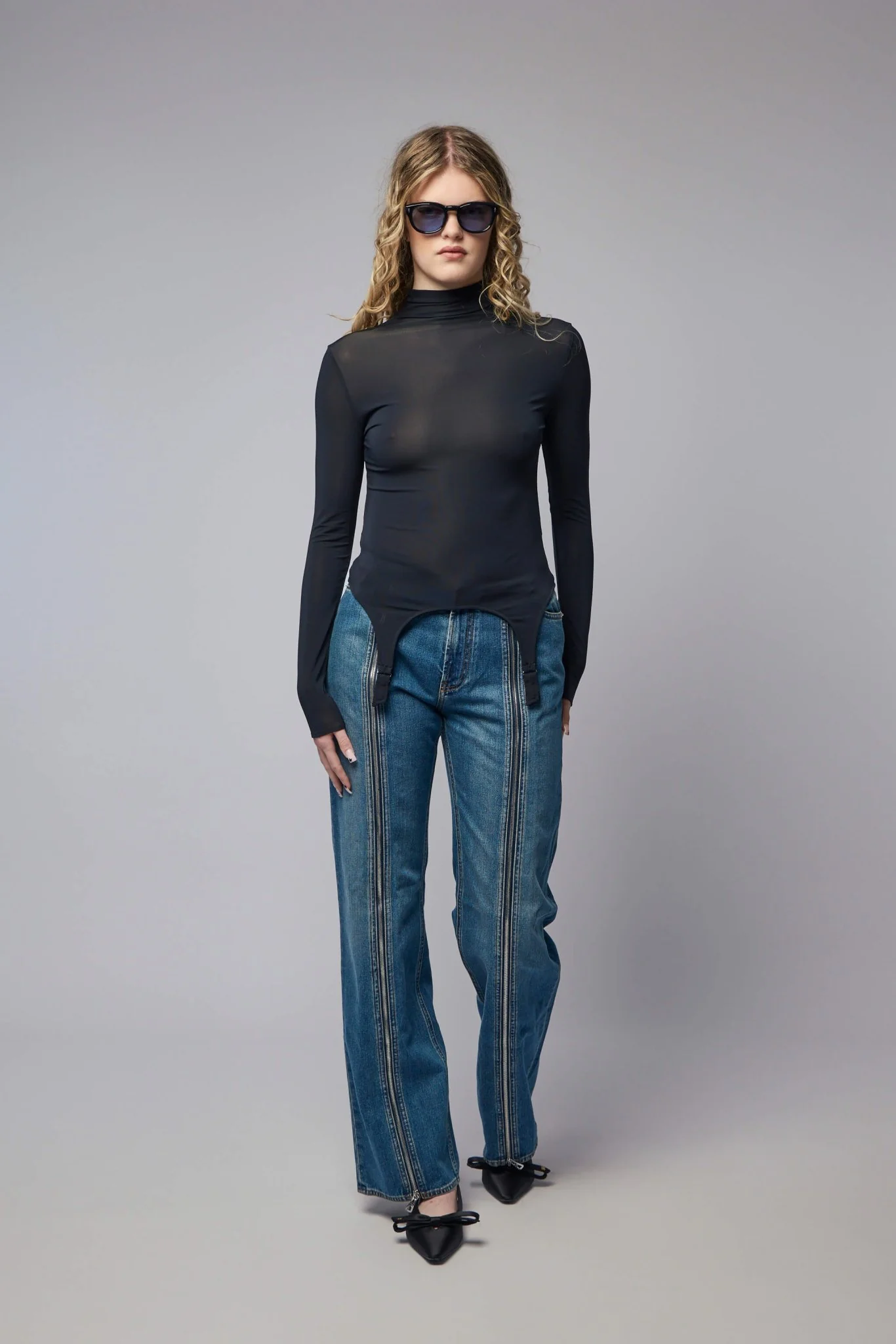 Garter Long Sleeve High Neck Top - Image 7