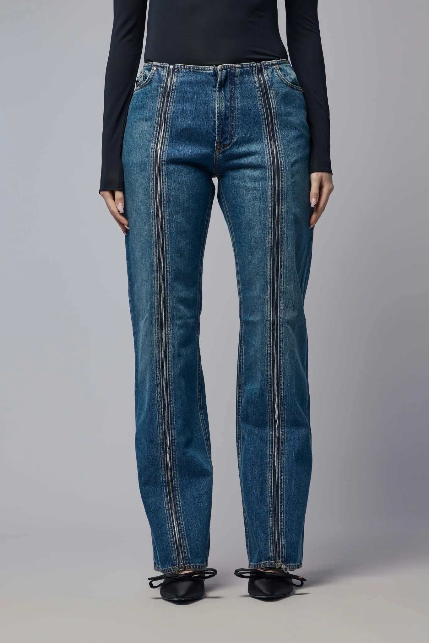 Front Zipped Denim Trouser - Image 2