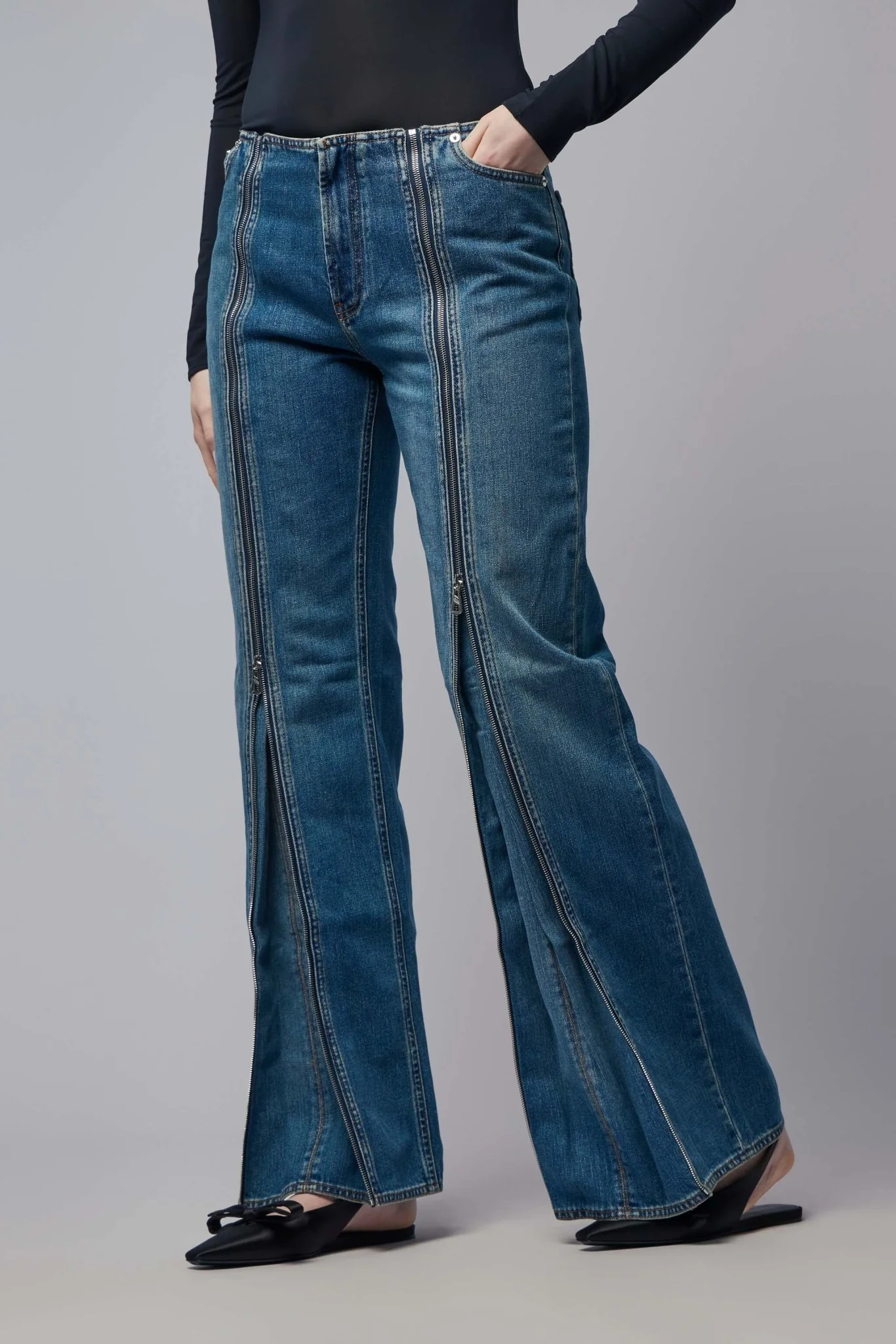 Front Zipped Denim Trouser - Image 4