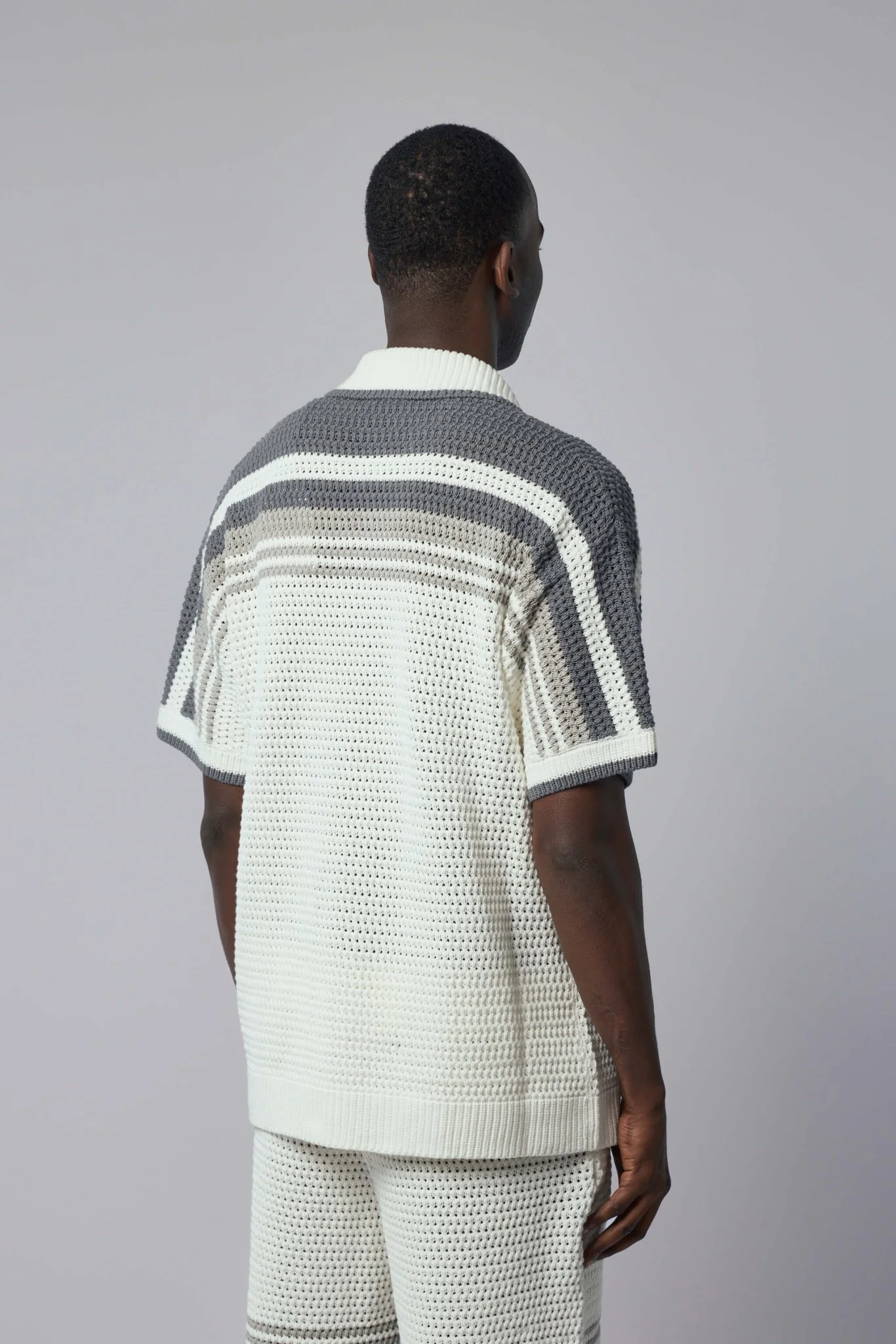 White Stripe Short Sleeve Polo Shirt - Image 5