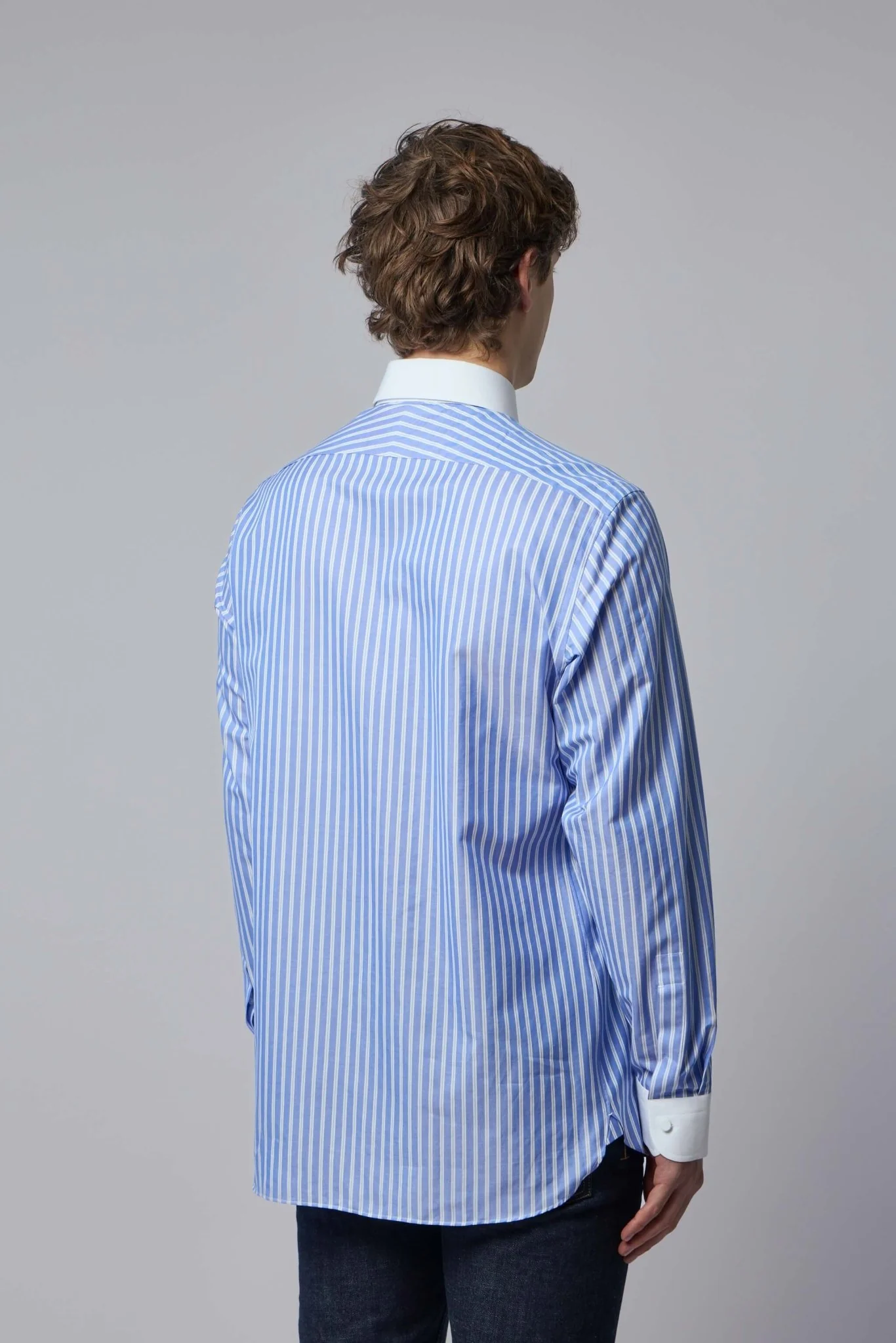 Wide Stripe Contrast Classic Fit Shirt - Image 4