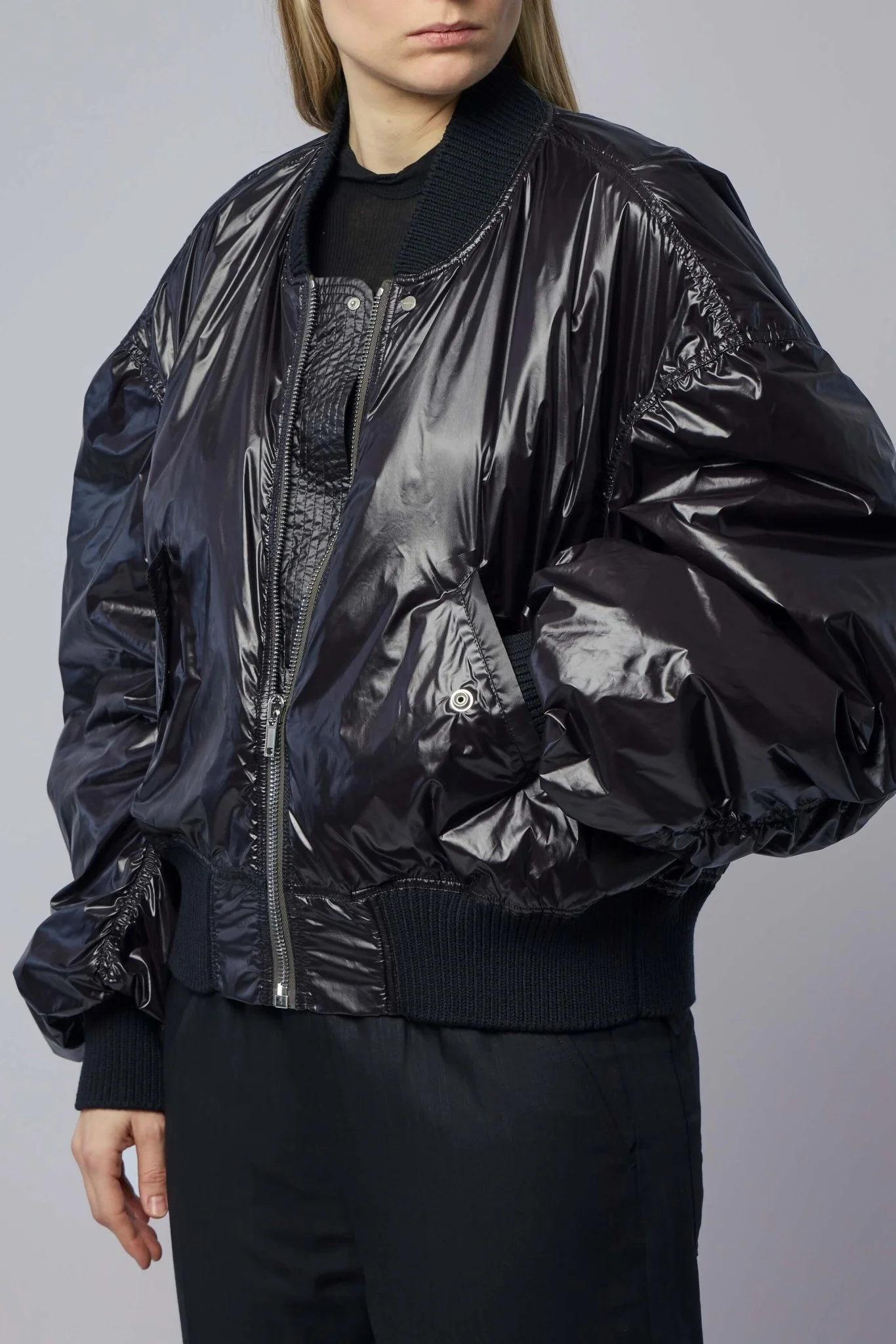 Woven Padded Bomber - Secchia Flight Black - Image 3