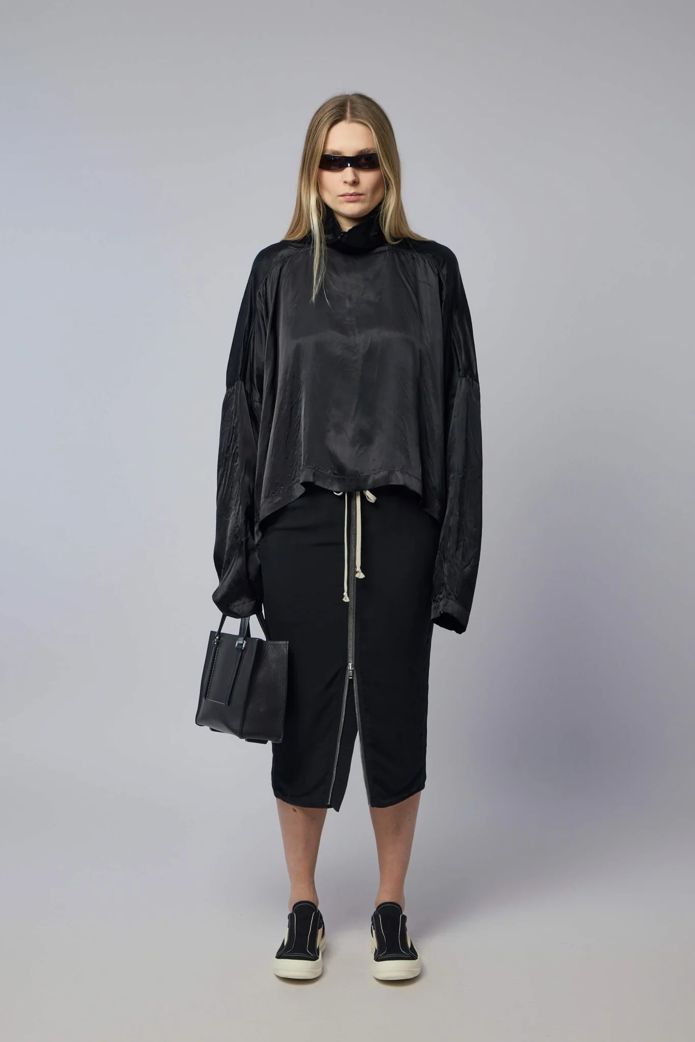 Woven Skirt - Zipped Short Pillar Black - Image 6