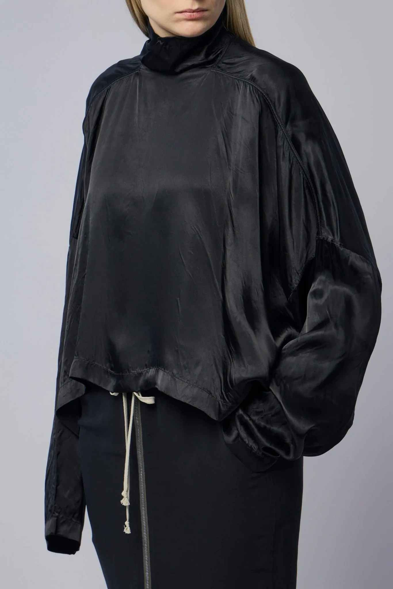 Woven T-shirt - Jumbo Tabard Cropped Top Black - Image 3